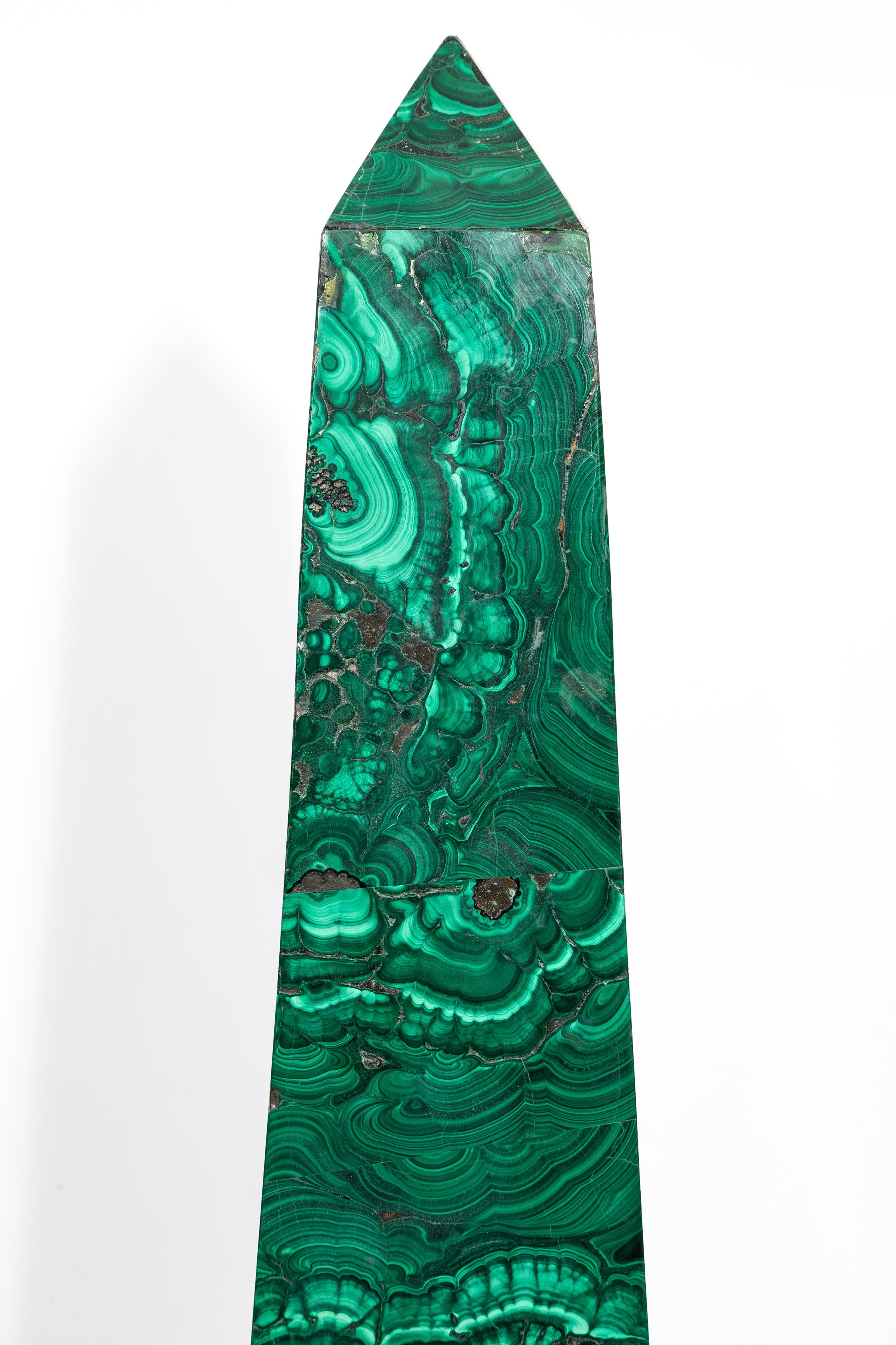 A Fine Pair of Russian Empire Period Malachite And Ormolu Obelisks, Early 1800's For Sale 4