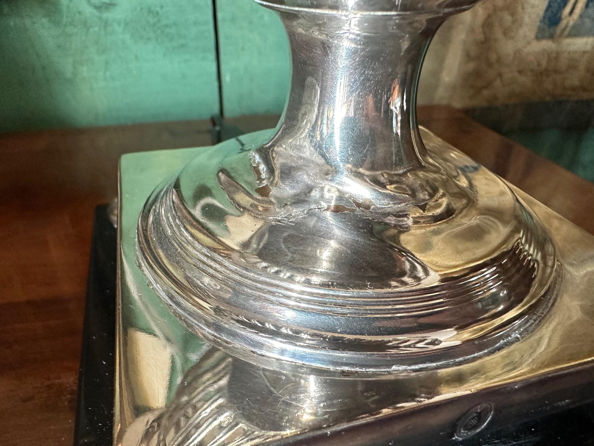 Pair 19th C. Silver Plated Basket Urns Side Night Table Lamps Mood Light Antique 12