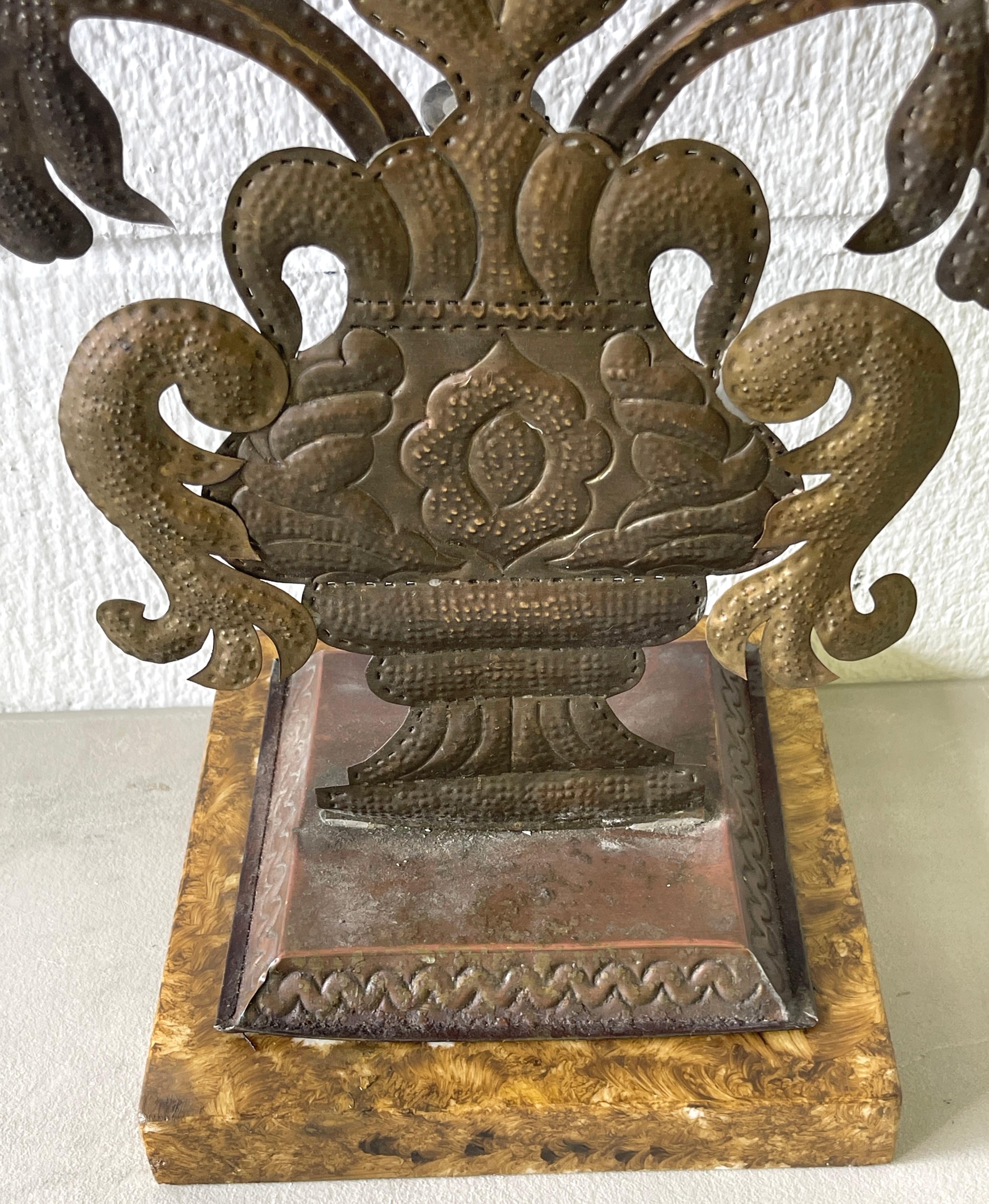 Pair 19th C. Spanish Colonial Baroque Silvered & Gilt Tole Mirrored Reliquary 11
