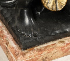 Pair 19th C Style Venetian Carved and Polychrome Wood Figural Pedestals