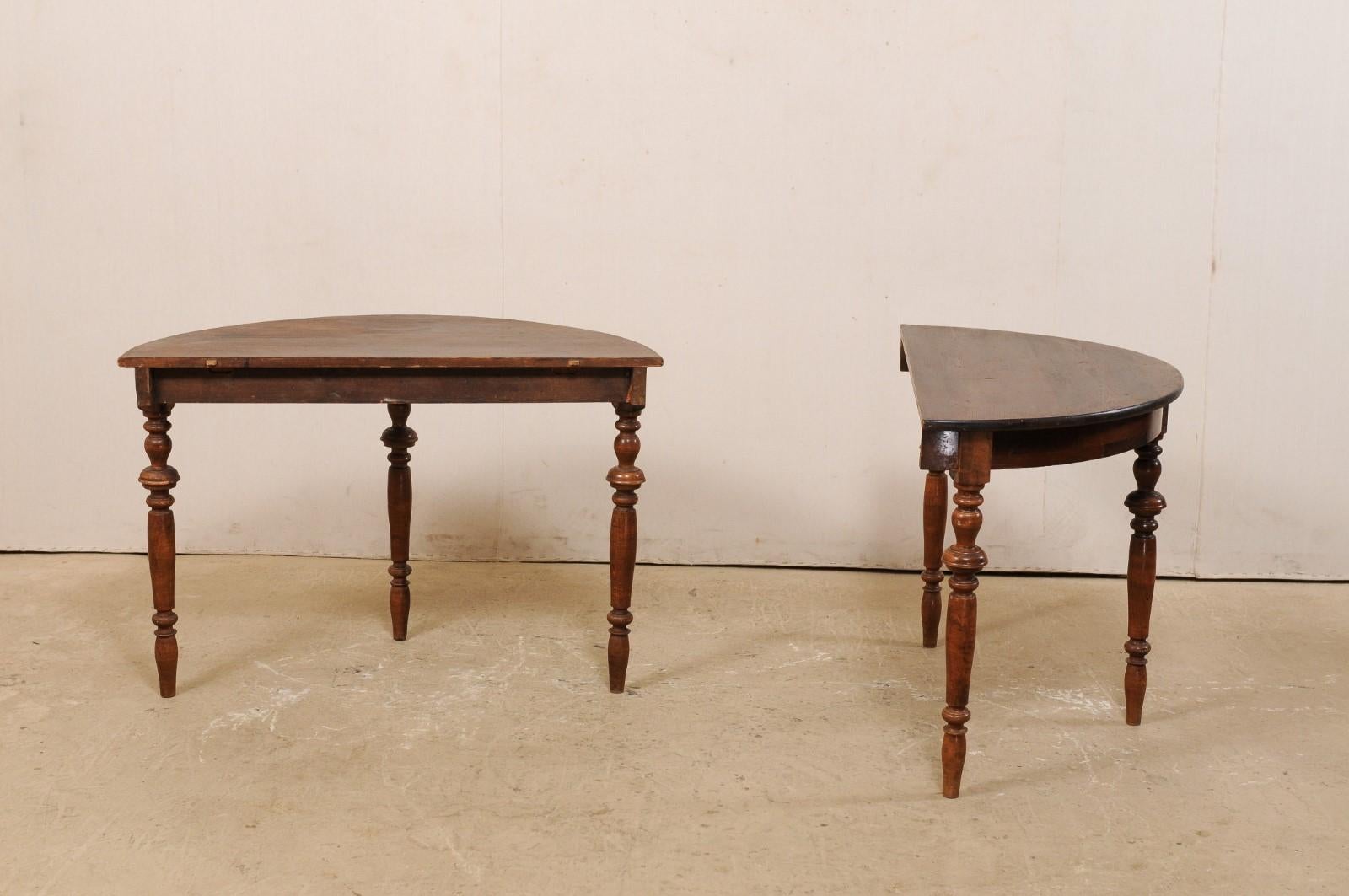 Pair of Swedish Demilunes with Rounded Aprons and Beautifully Turned Legs 1