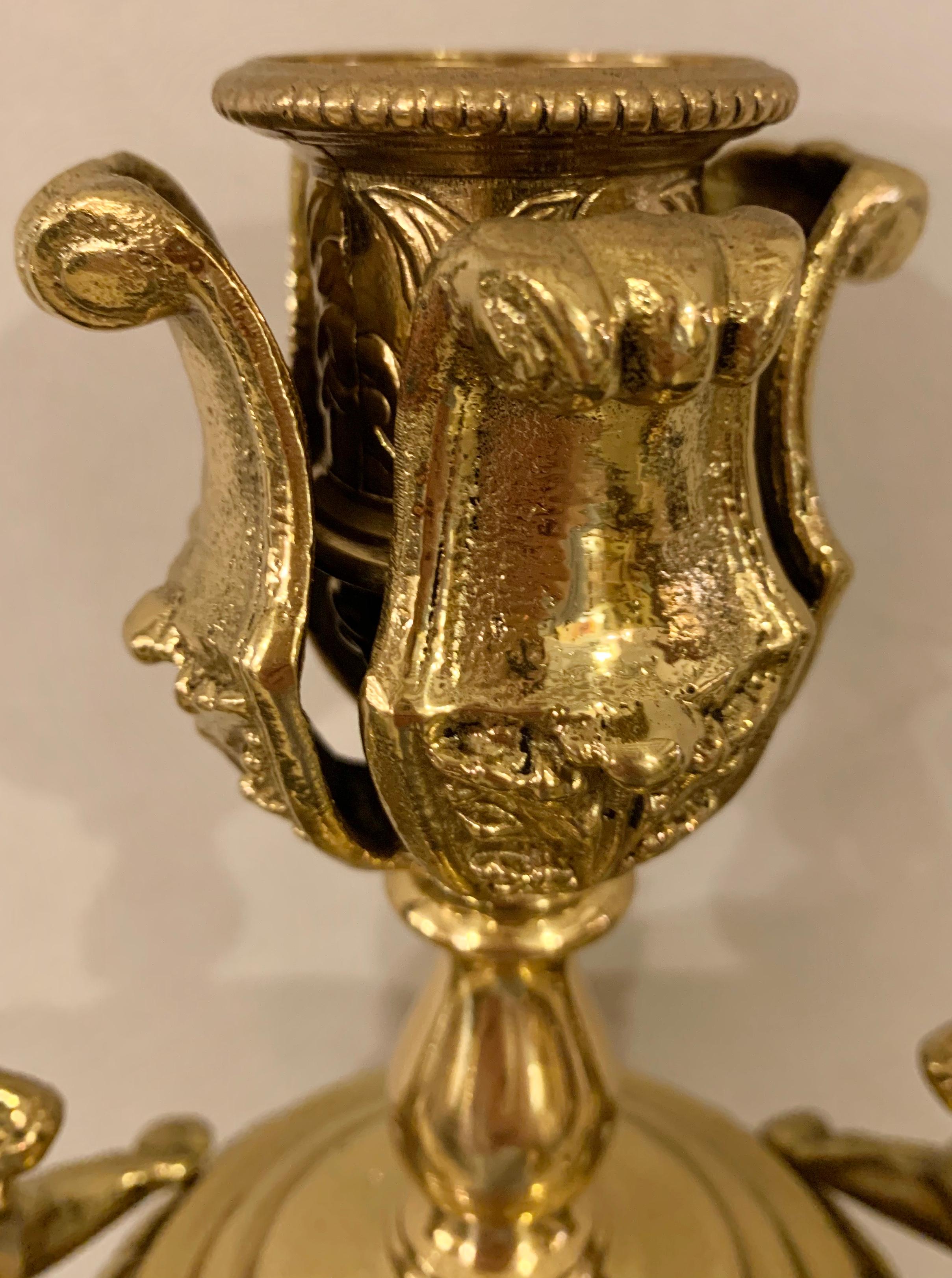 Belle Époque Pair of 19th Century / 1920s Bronze and Marble Urns