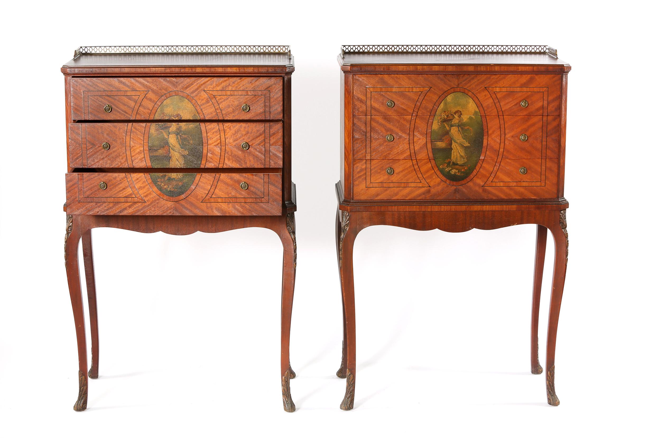 Gilt Pair of 19th Century Adams Style Satinwood Tables or Chests For Sale