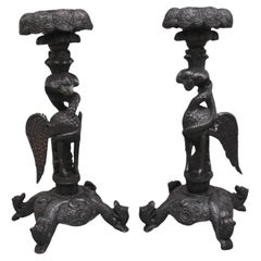 Pair 19th Century Anglo Indian carved torchers