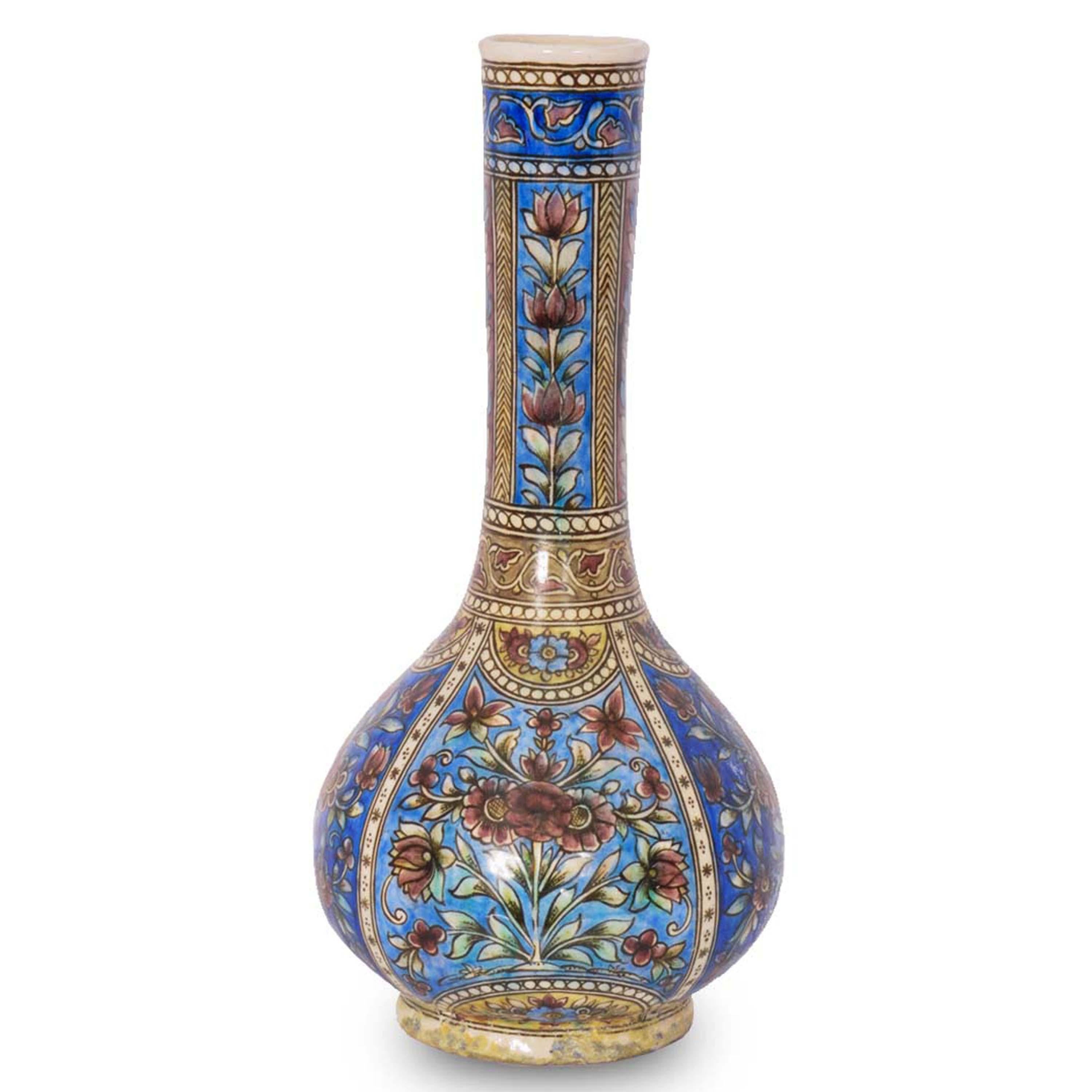 Pair 19th Century Antique Islamic Ottoman Iznik Kutahya Bottle Vases Turkey 1820 For Sale 4