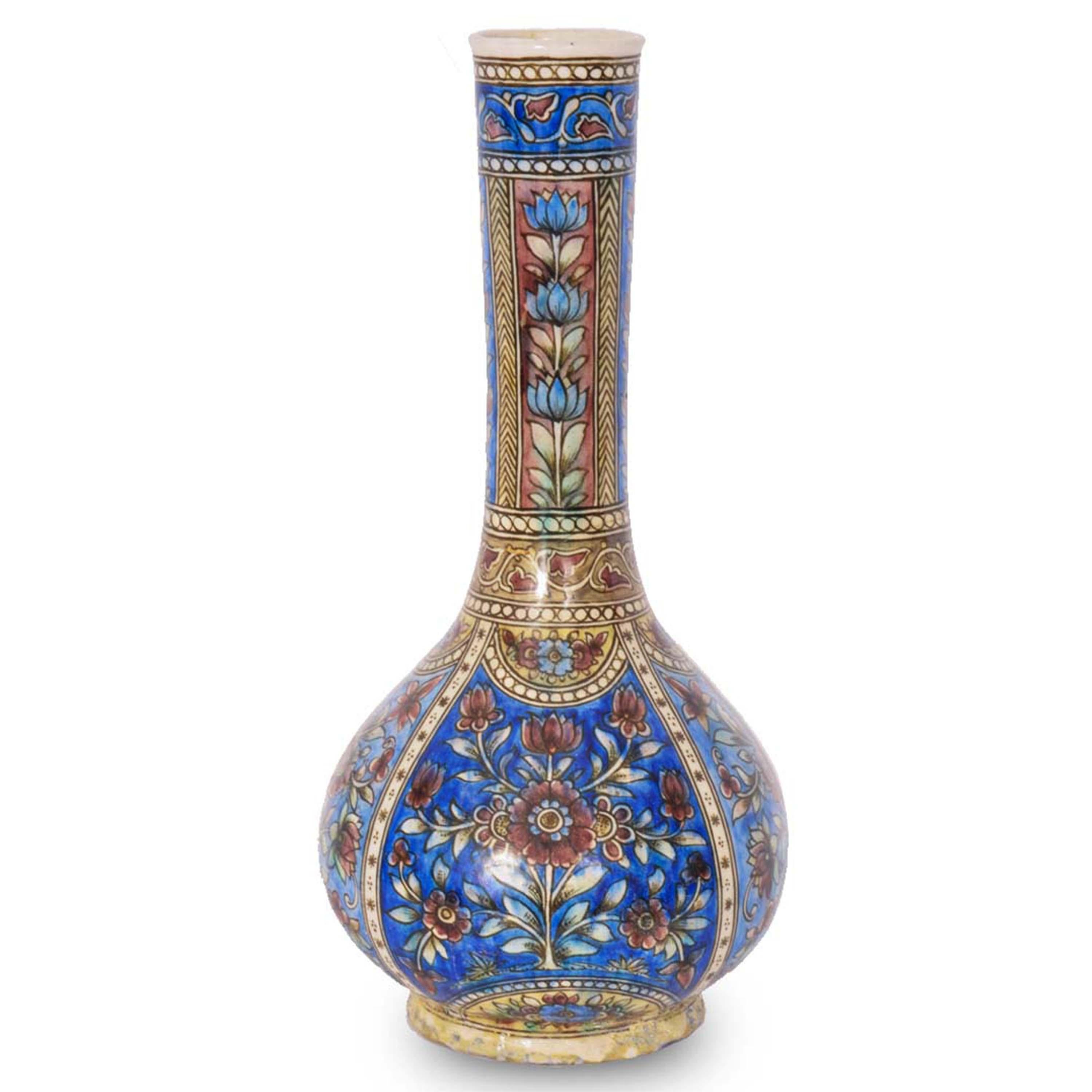Pair 19th Century Antique Islamic Ottoman Iznik Kutahya Bottle Vases Turkey 1820 For Sale 5