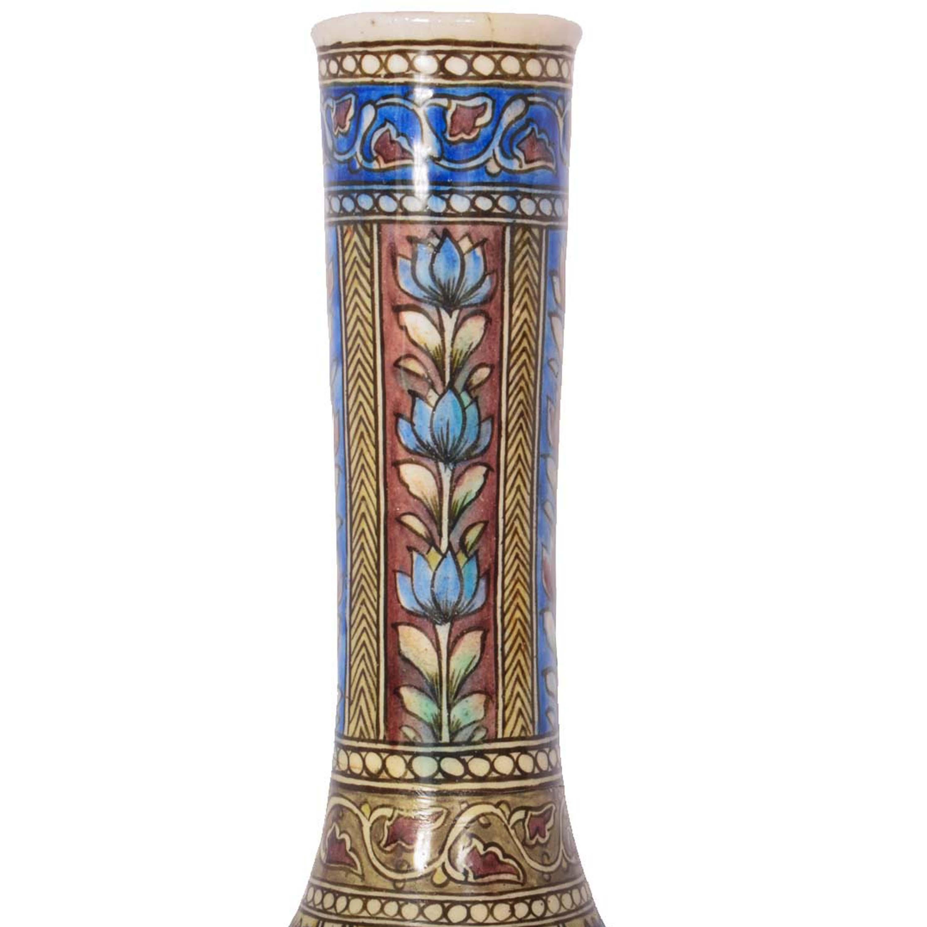 Pair 19th Century Antique Islamic Ottoman Iznik Kutahya Bottle Vases Turkey 1820 For Sale 6