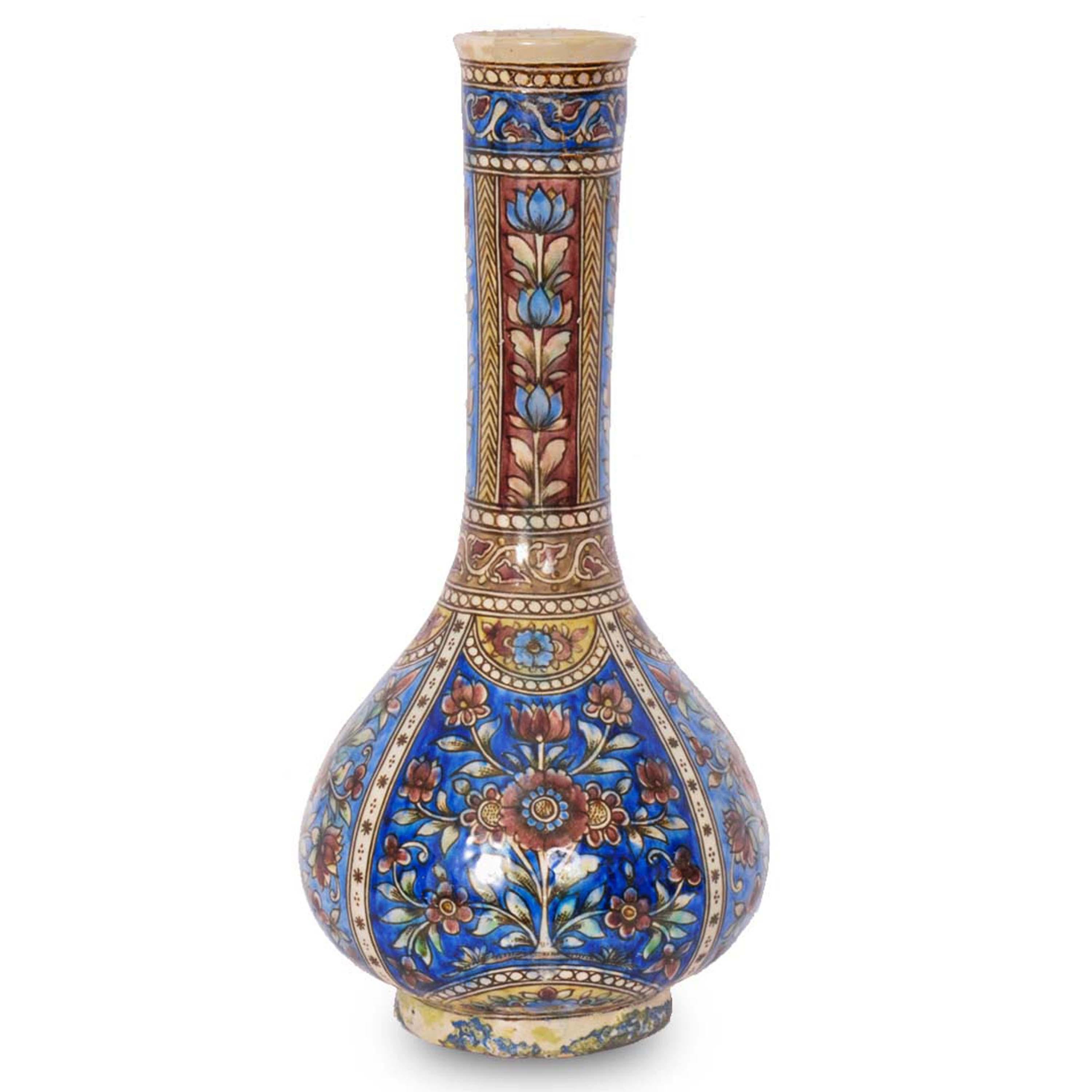 Turc Paire de vases bouteilles ottomans islamiques Iznik Kutahya du 19ème siècle, Turquie 1820 en vente