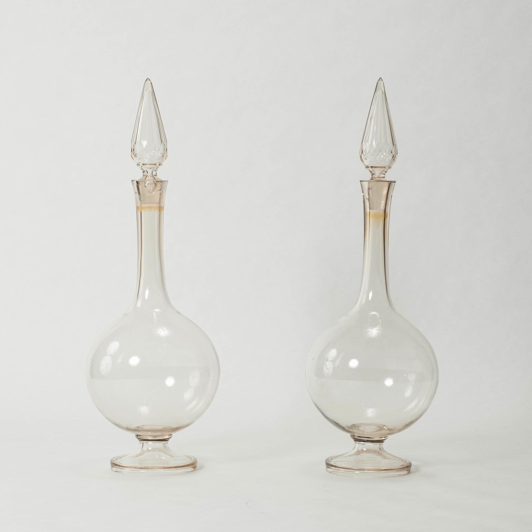 Pair 19th Century Apothecary Pharmacy Glass Carboys In Good Condition For Sale In Houston, TX
