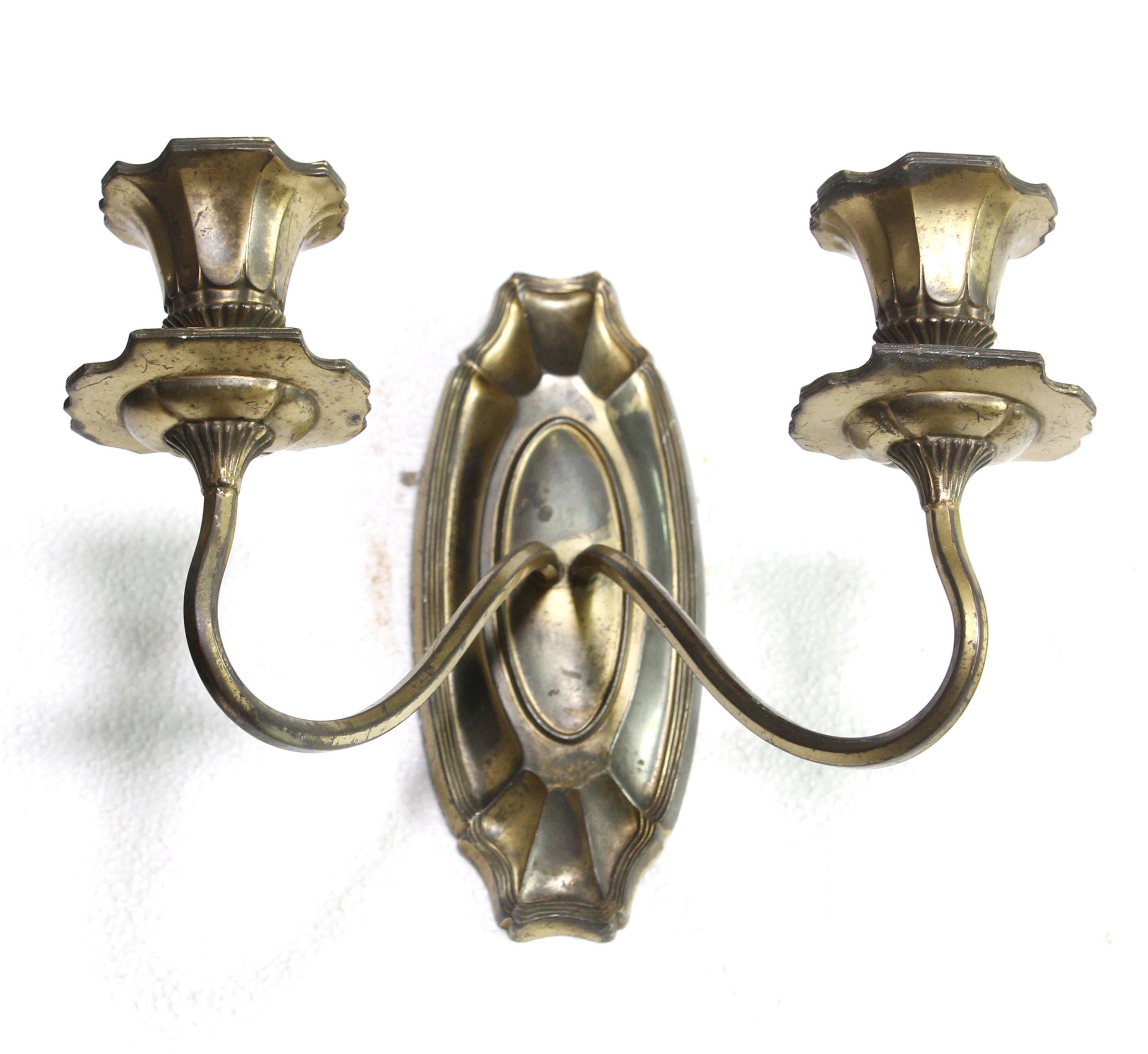 Pair 19th Century Art Nouveau Silver Candle Wall Sconces In Good Condition For Sale In New York, NY