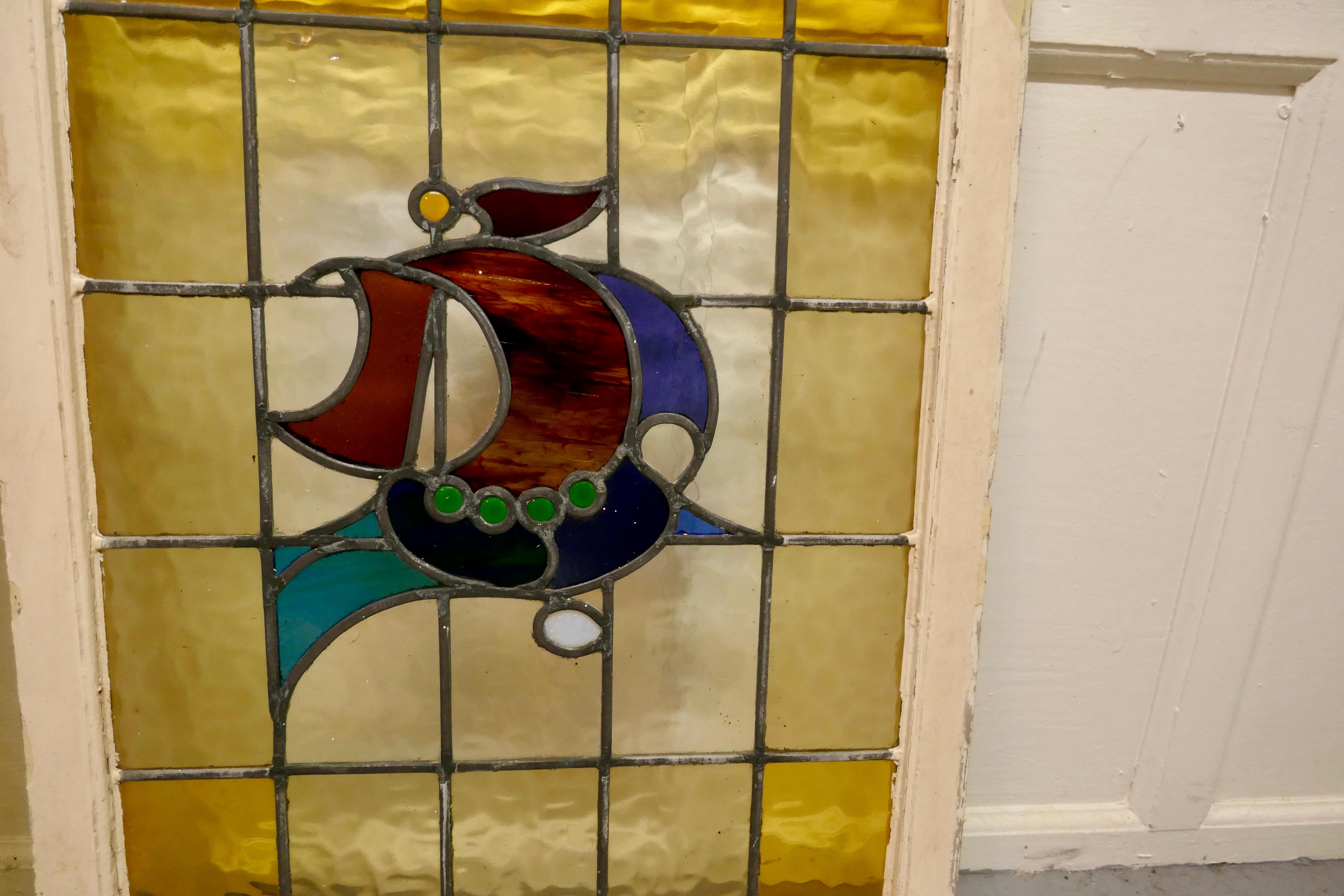Pair of 19th Century Art Nouveau Stained Glass Windows, with Ships 3