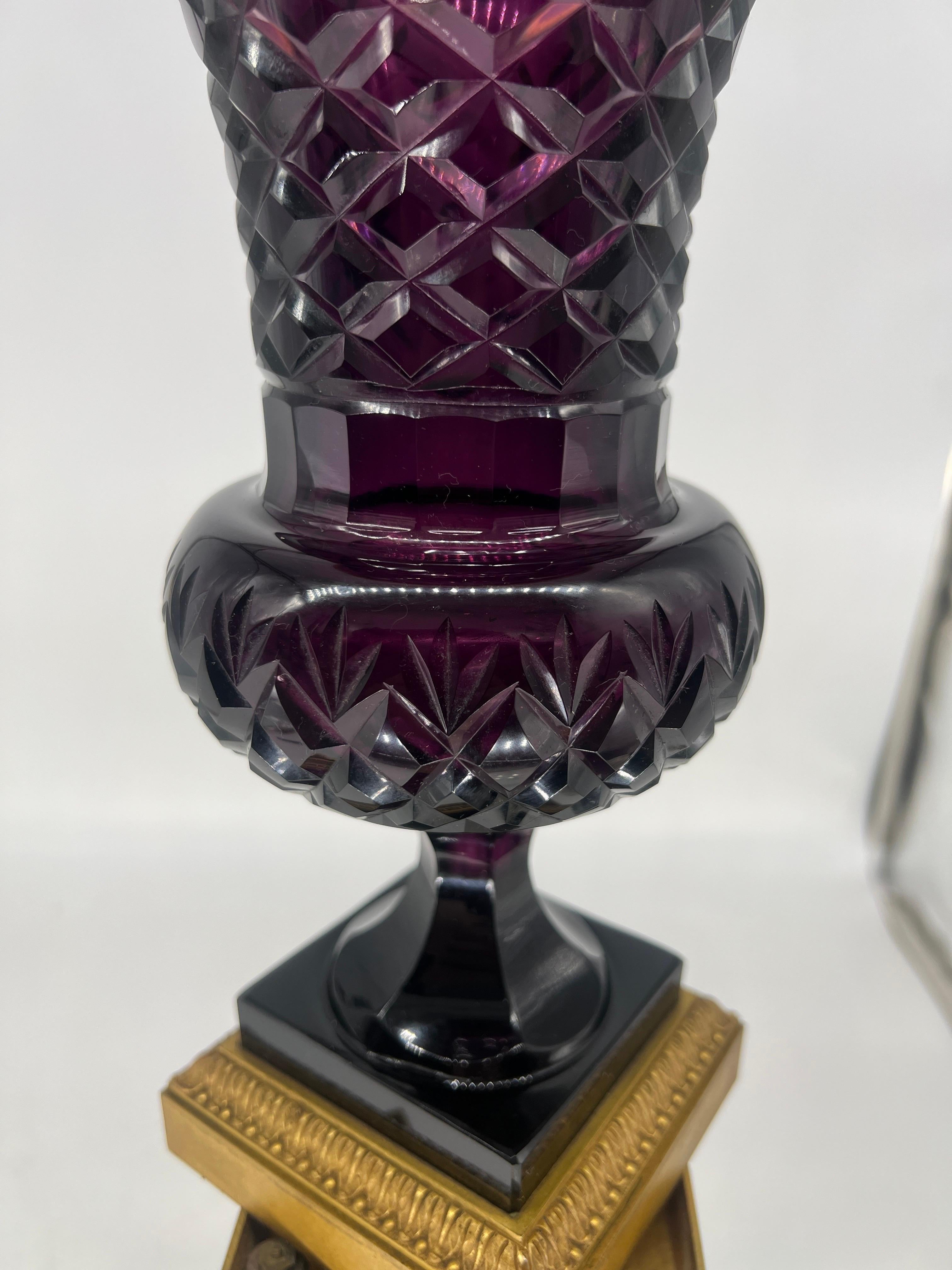 Pair, 19th Century Austrian Ormolu Mounted Amethyst Urns For Sale 7