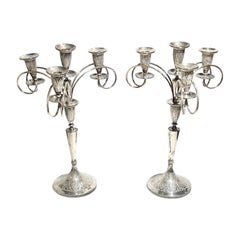 Pair 19th Century Austrian Silver 4-Light Candelabra