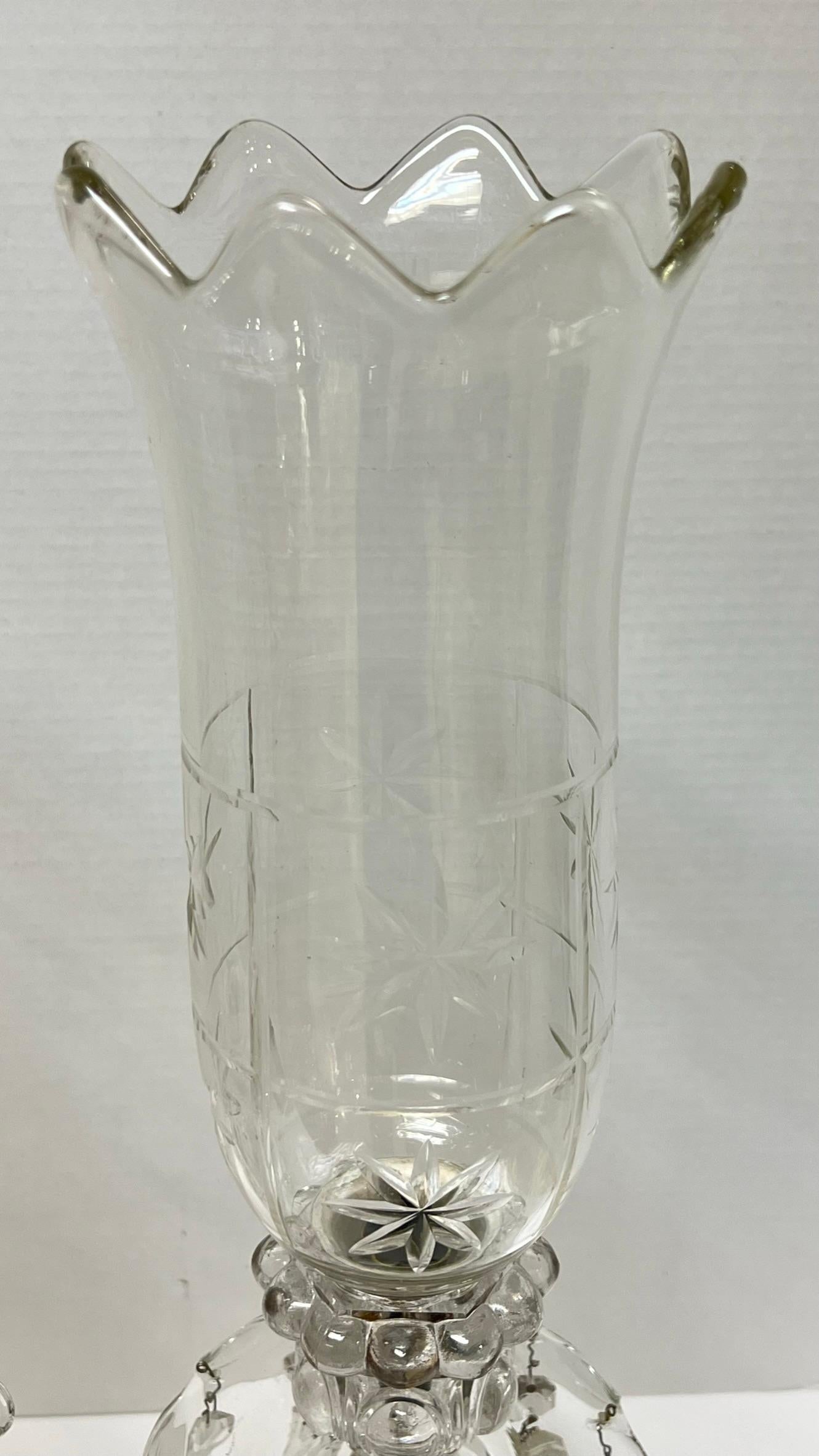 Paire de verres de style Baccarat du 19ème siècle et verre  Lustres en cristal avec teintes hurrican en vente 4
