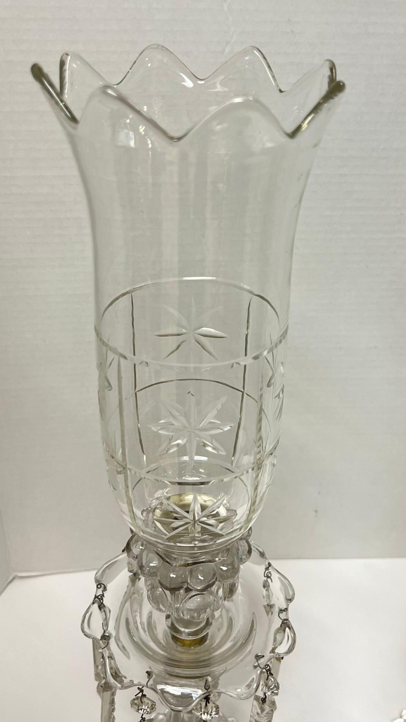 Paire de verres de style Baccarat du 19ème siècle et verre  Lustres en cristal avec teintes hurrican en vente 7