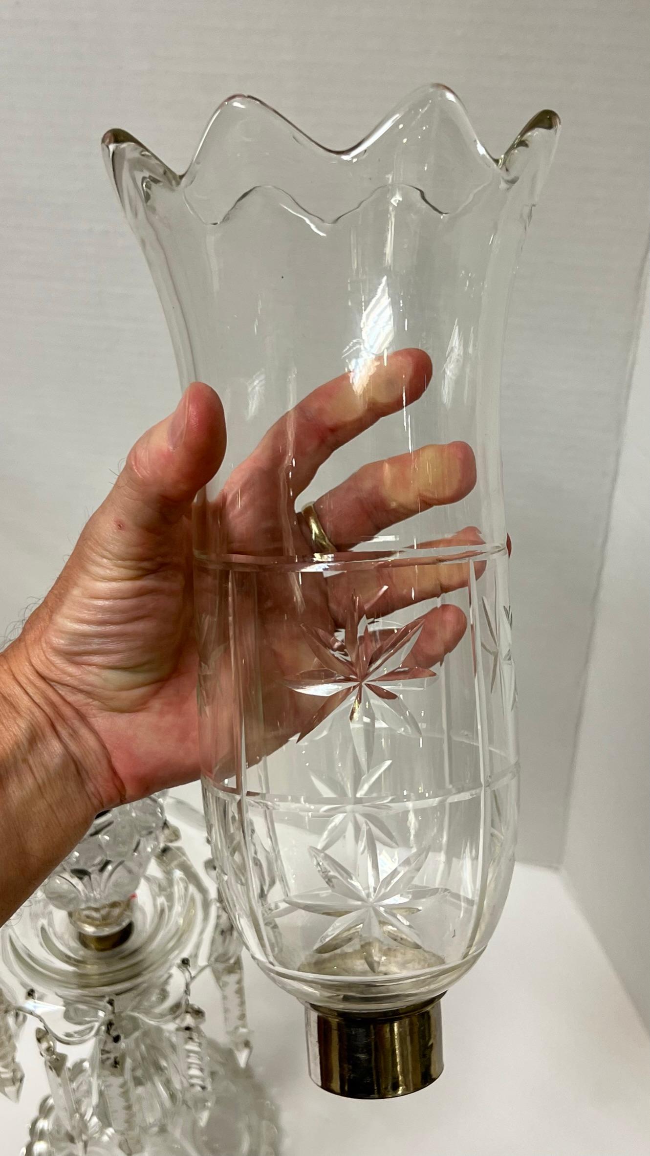 Verre Paire de verres de style Baccarat du 19ème siècle et verre  Lustres en cristal avec teintes hurrican en vente