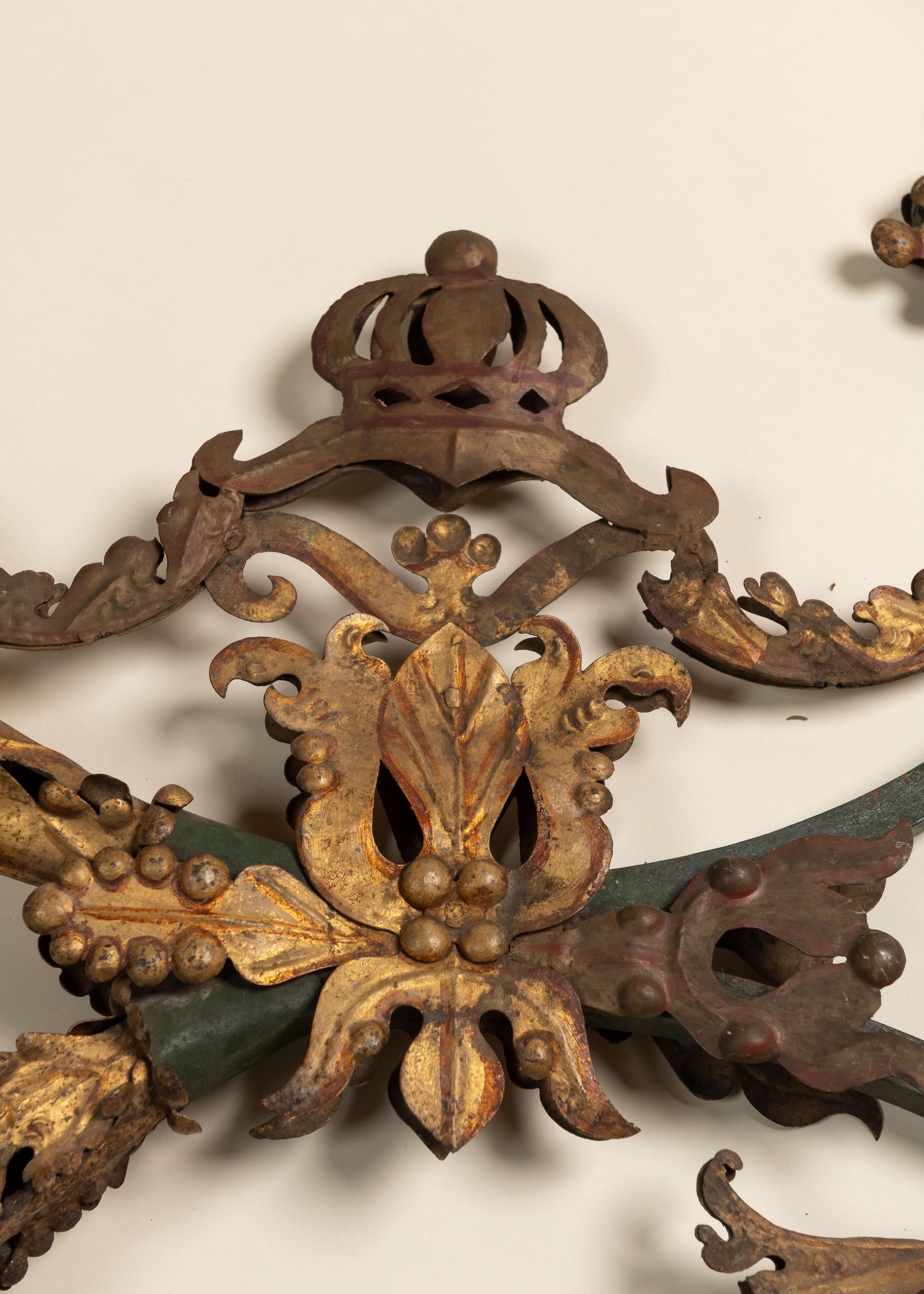 Pair 19th Century Baroque Candle Sconces, Italy, 1700s For Sale 1