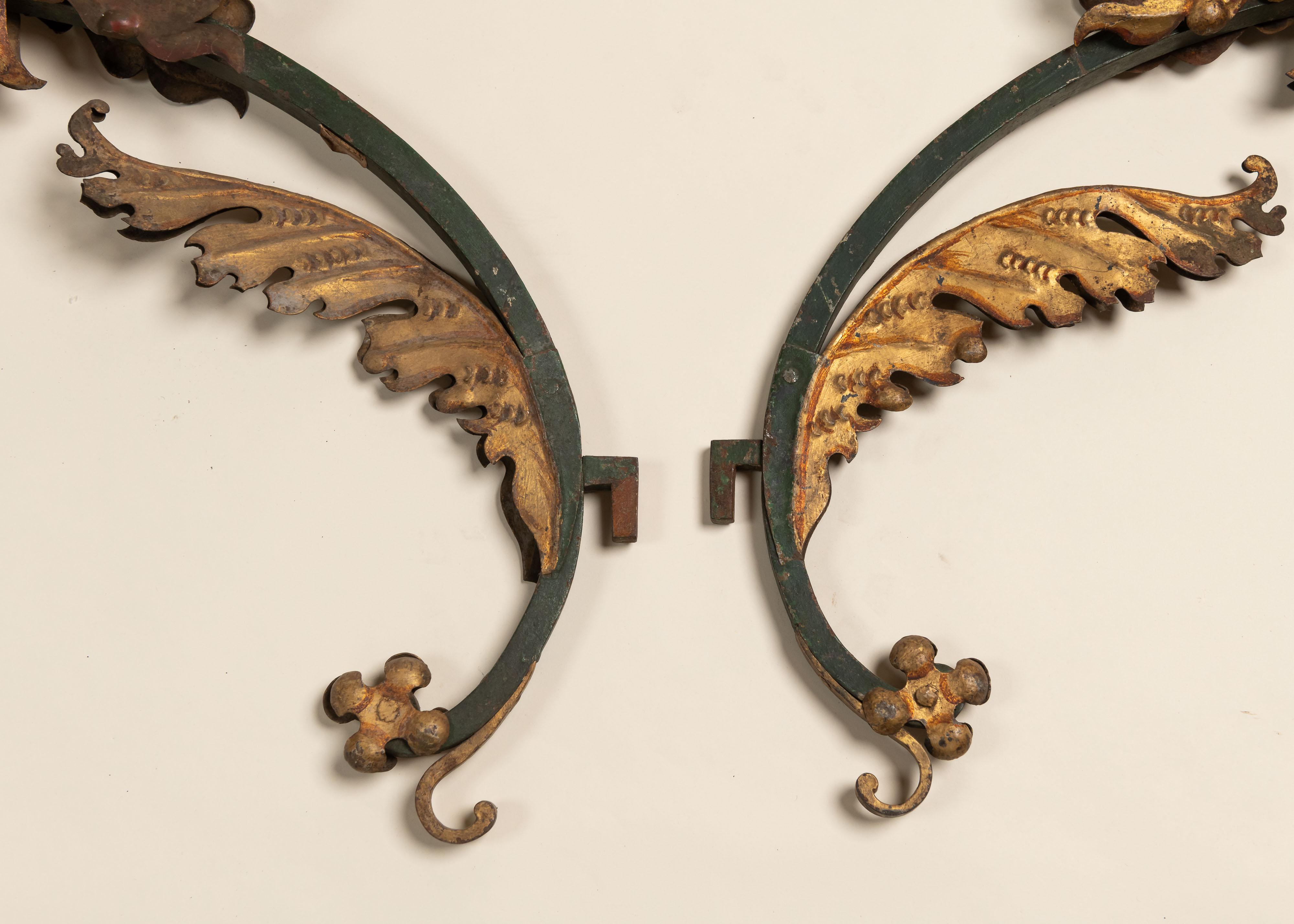 Pair 19th Century Baroque Candle Sconces, Italy, 1700s For Sale 2