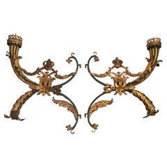 Pair 19th Century Baroque Candle Sconces, Italy, 1700s