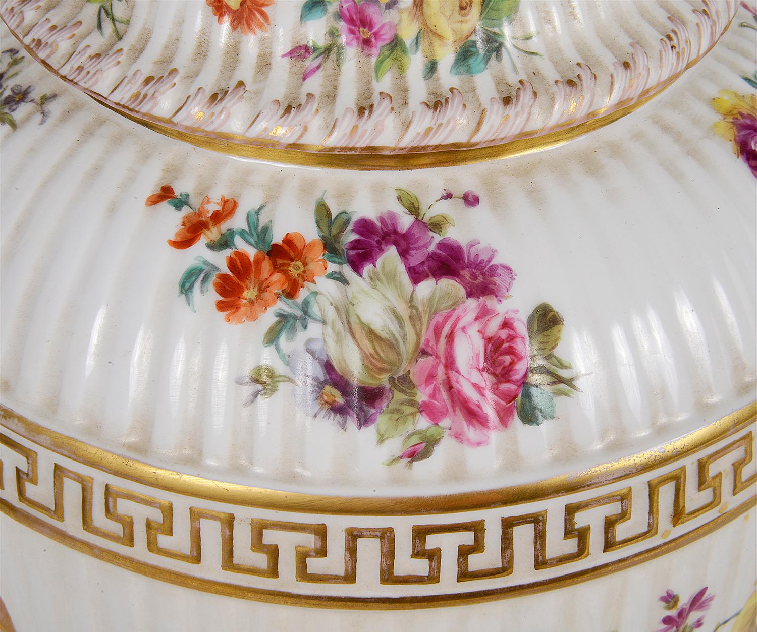 Pair 19th Century Berlin Lidded Vases 6