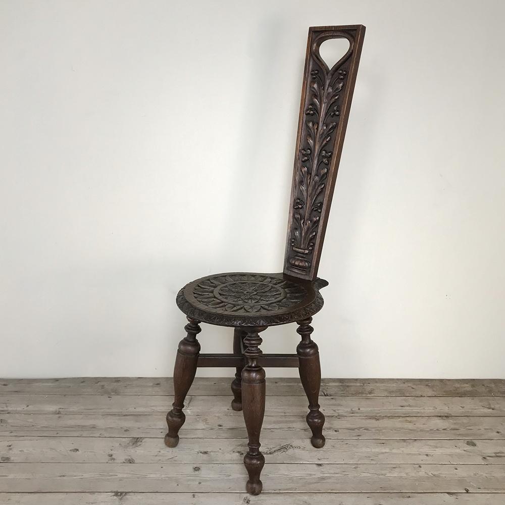 Oak Pair of 19th Century Black Forest Chairs