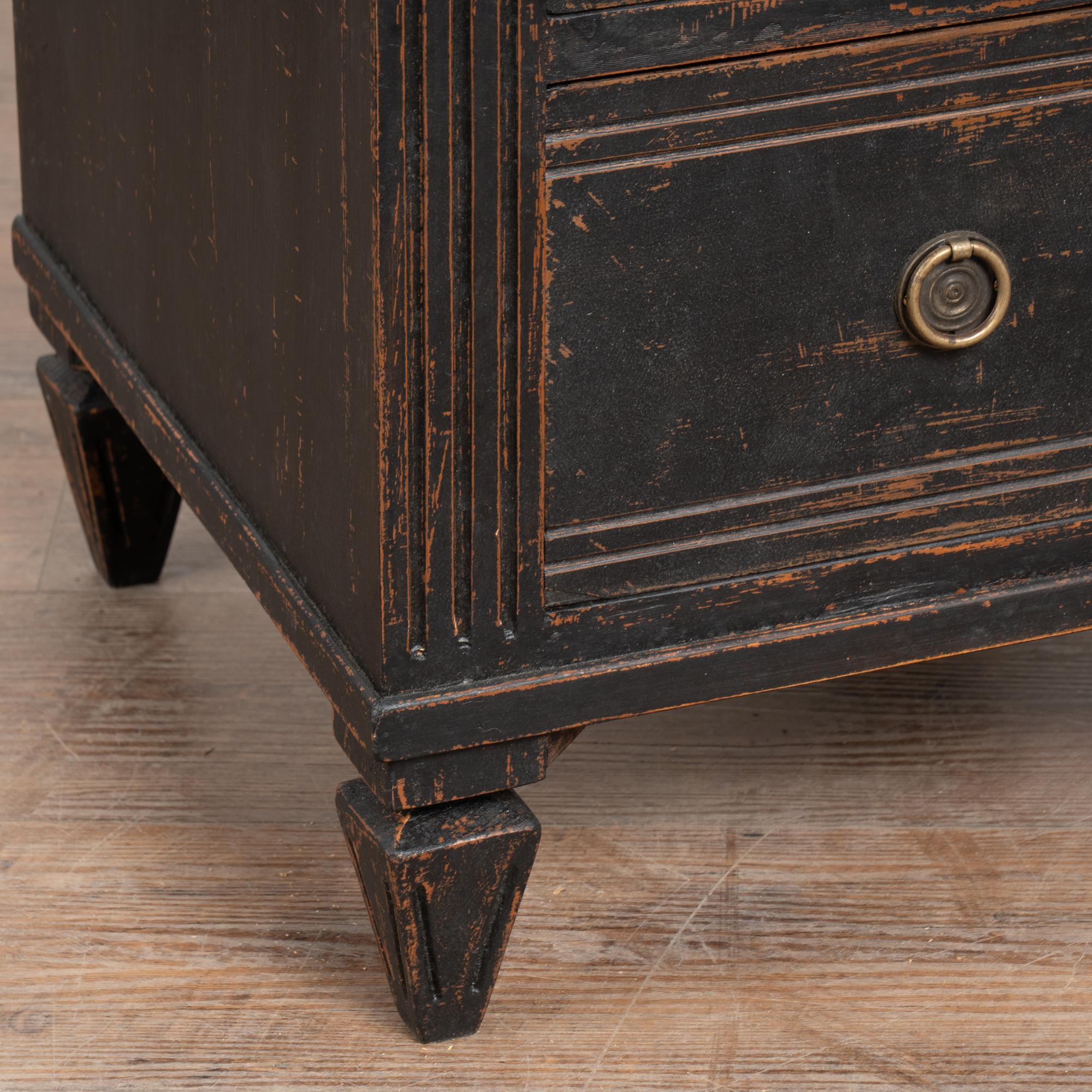 Pair, 19th Century Black Gustavian Small Chest of Drawers or Nightstands 6