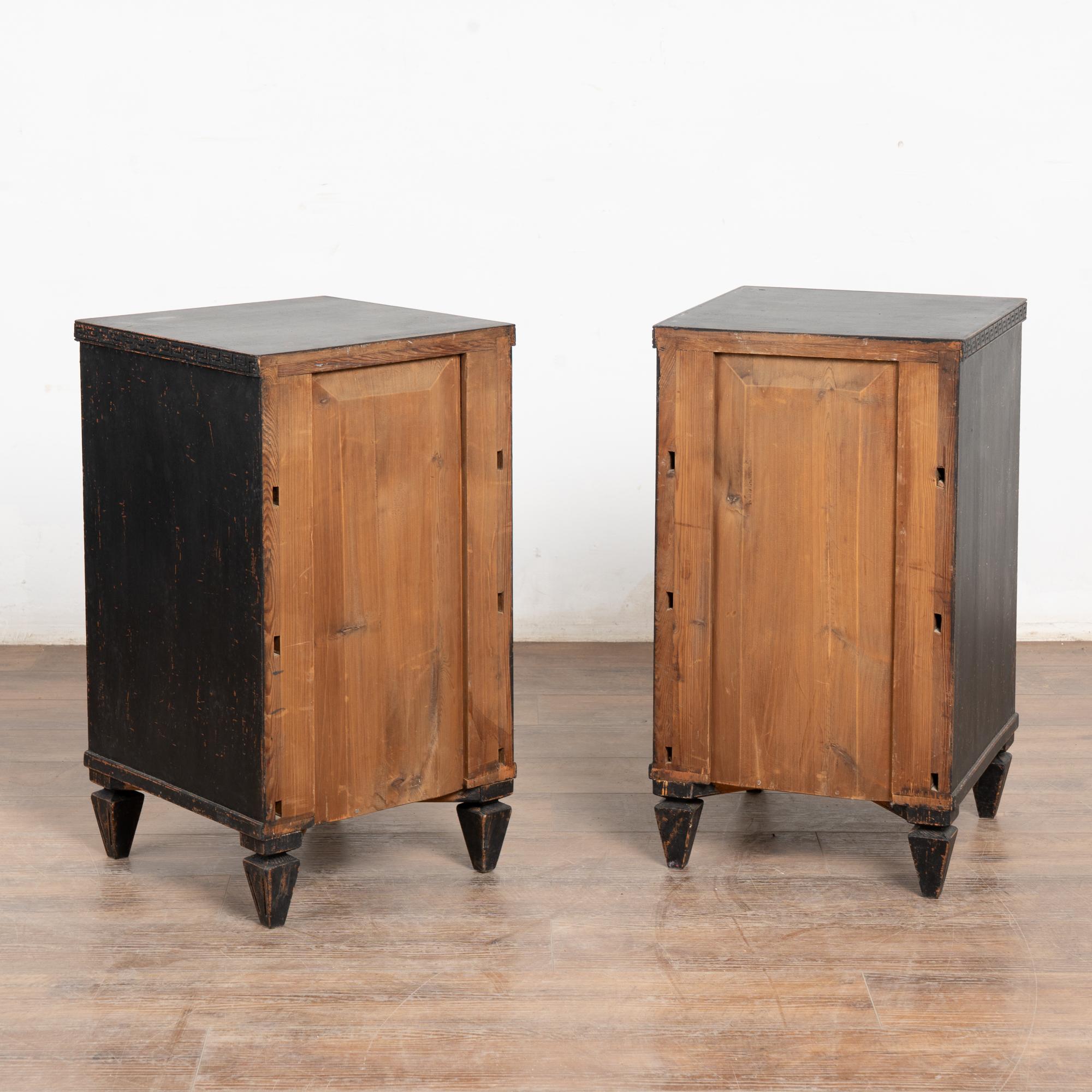 Pair, 19th Century Black Gustavian Small Chest of Drawers or Nightstands 7