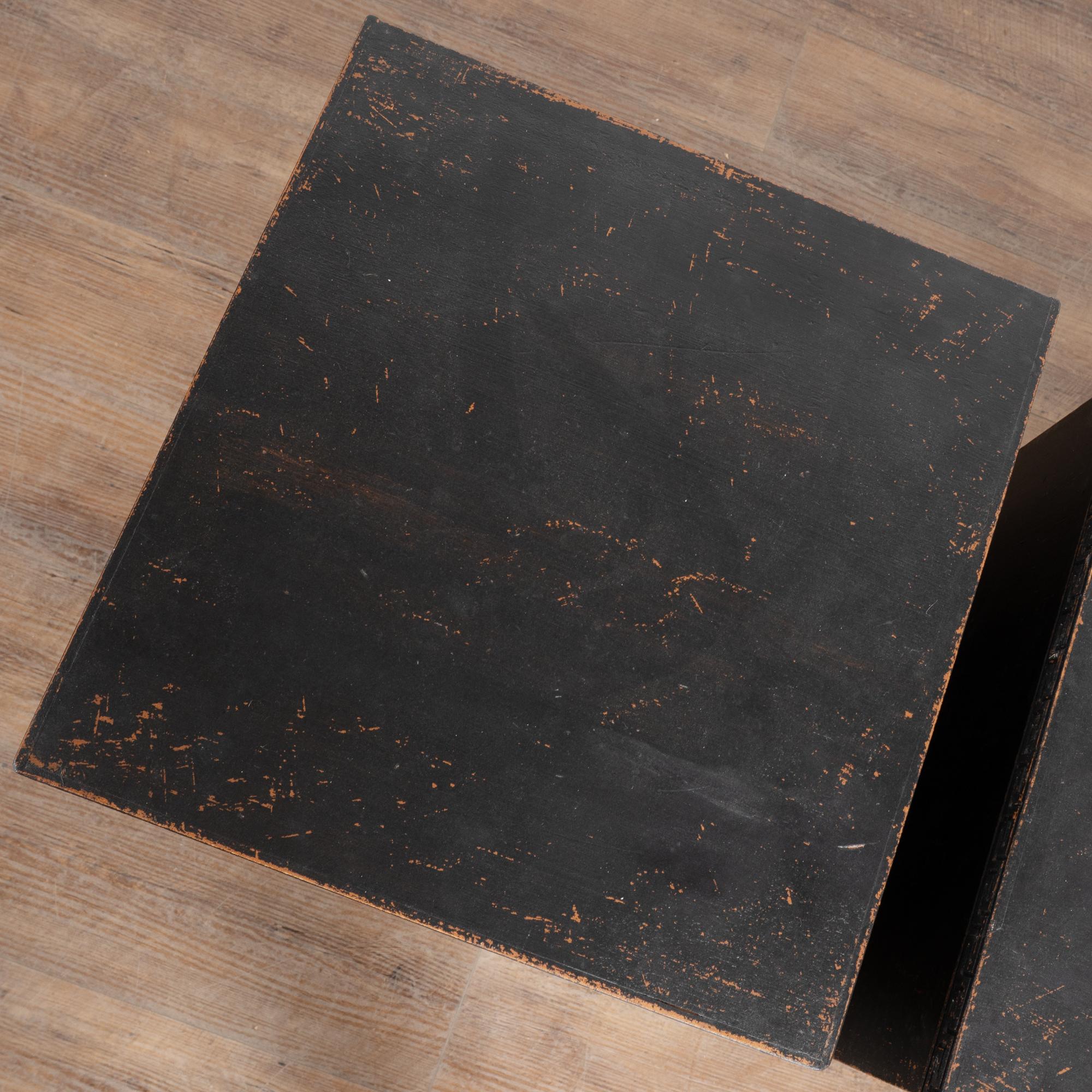 Pair, 19th Century Black Gustavian Small Chest of Drawers or Nightstands 1