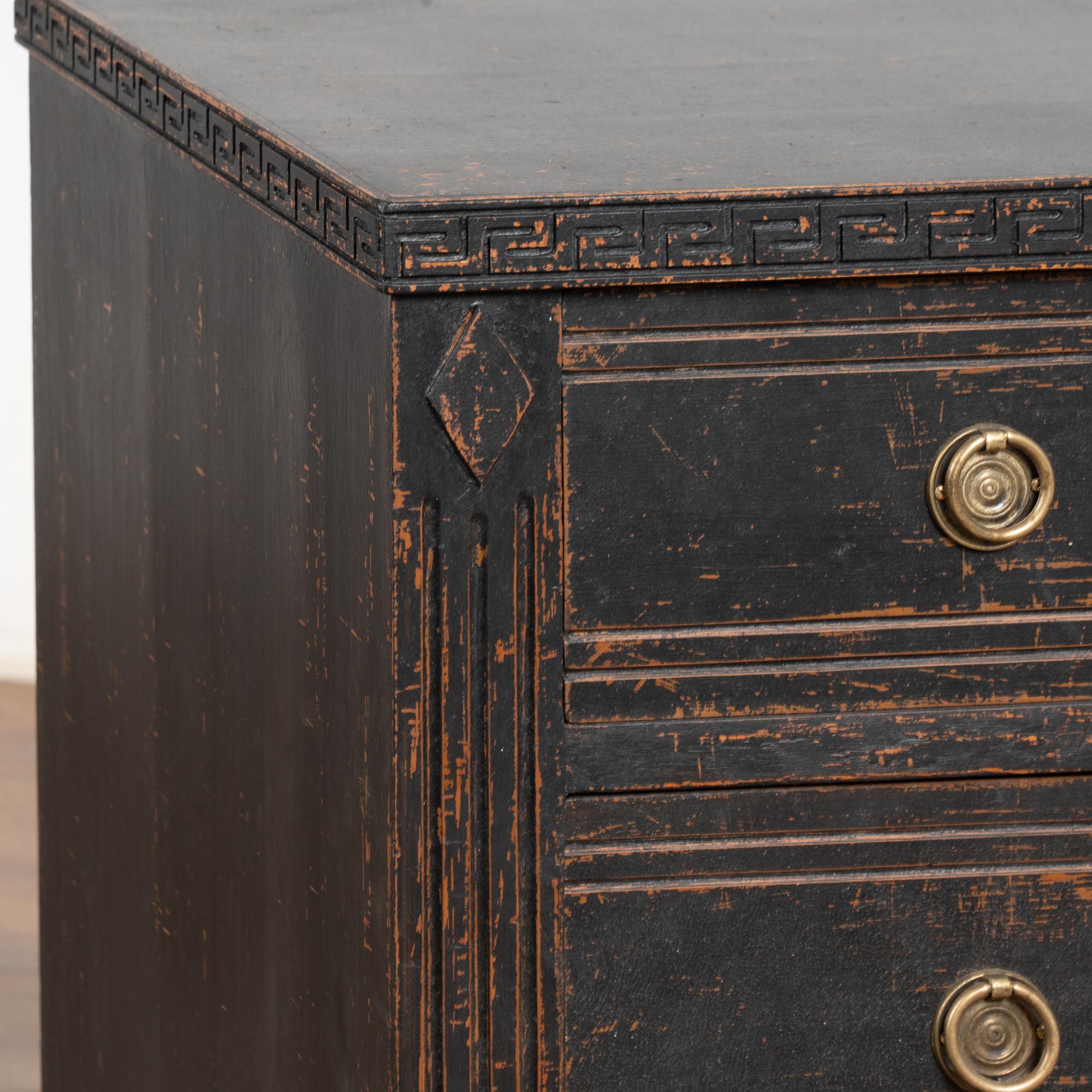 Pair, 19th Century Black Gustavian Small Chest of Drawers or Nightstands 3