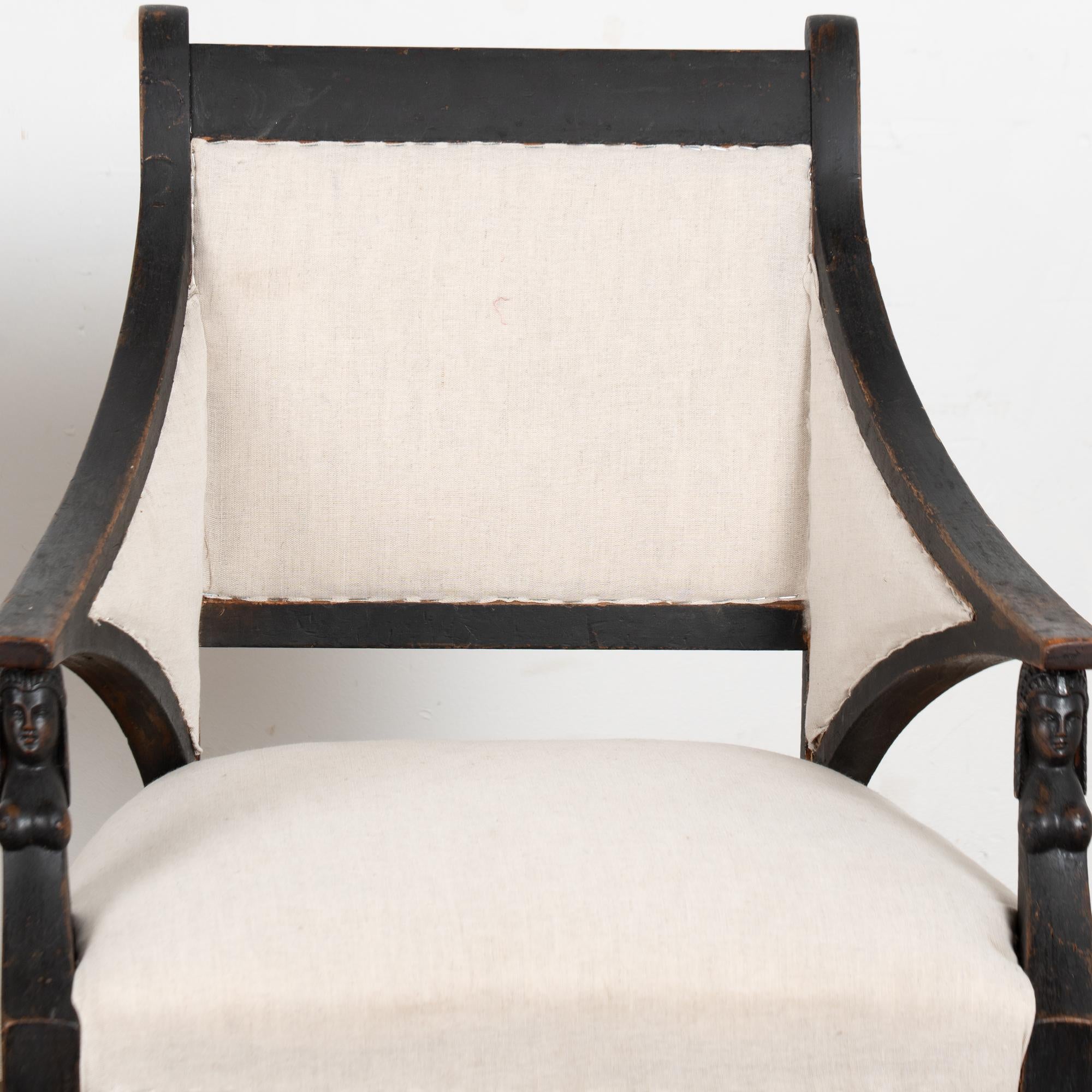 Suédois Paire de fauteuils, 19e siècle Paire de fauteuils gustaviens suédois noirs en vente