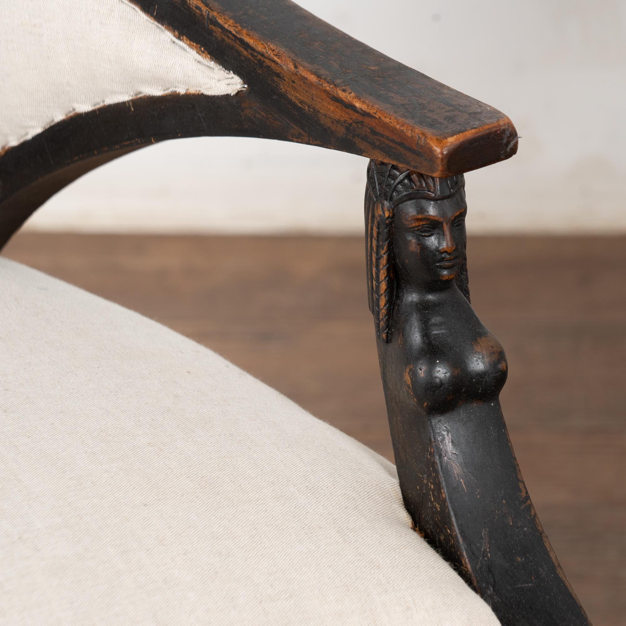 Mousseline Paire de fauteuils, 19e siècle Paire de fauteuils gustaviens suédois noirs en vente