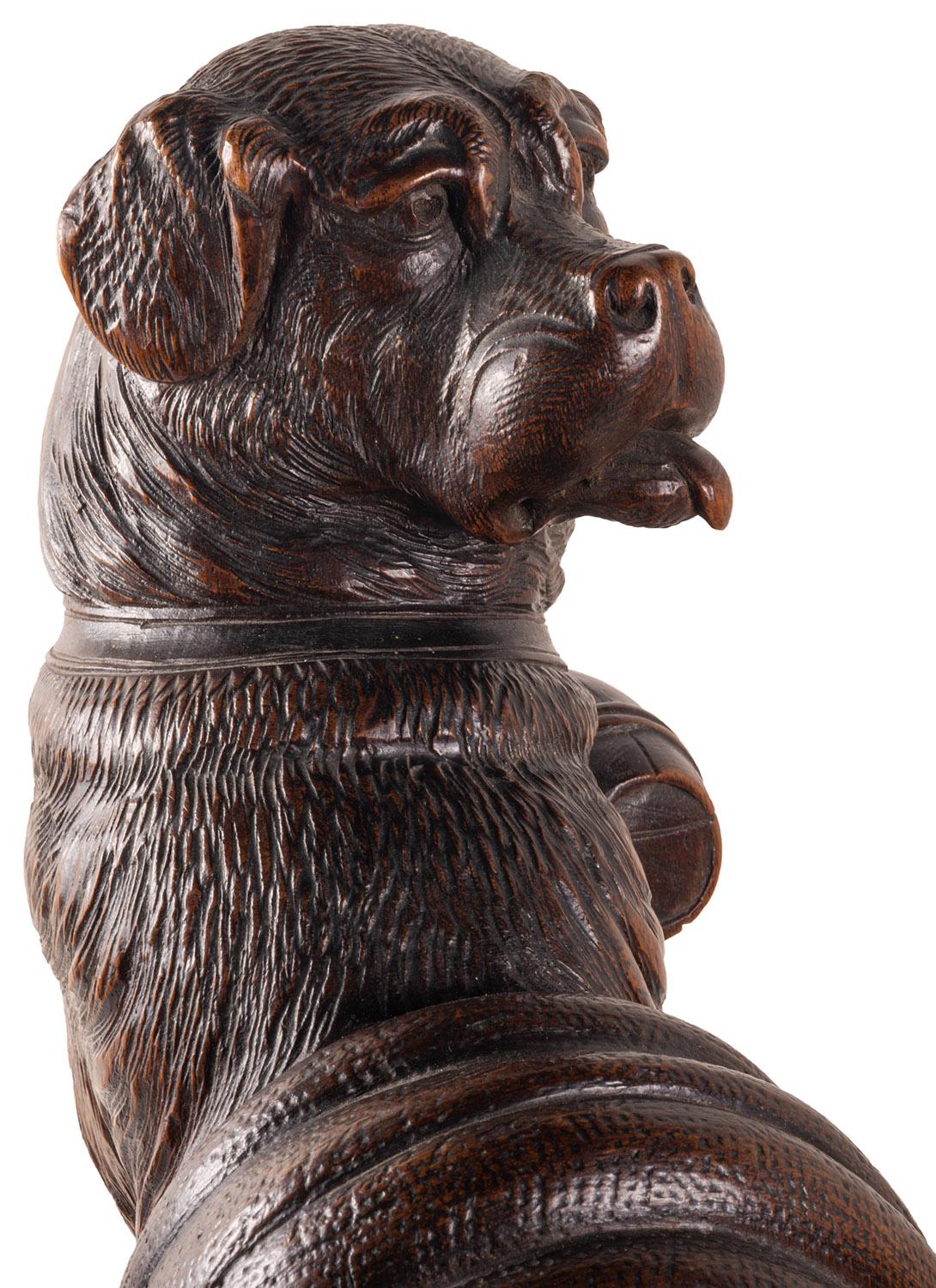 Bois Paire de chiens Saint Bernard de la Forêt-Noire du 19ème siècle, d'après Walter Mader en vente