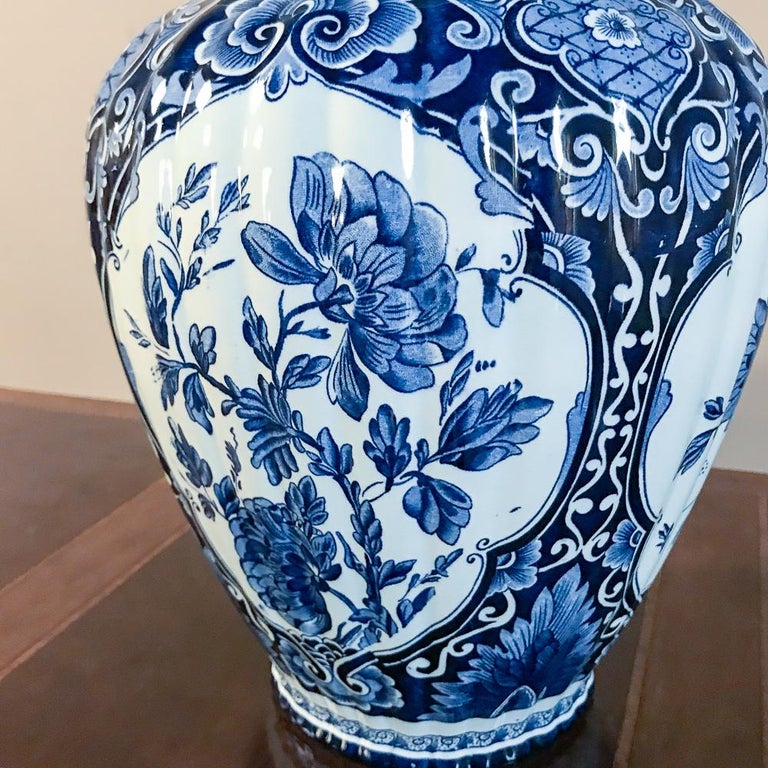 Pair of 19th Century Blue and White Lidded Vases at 1stDibs