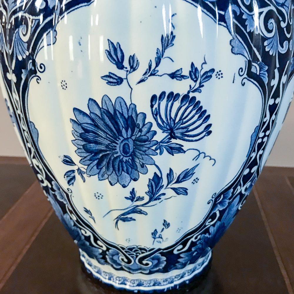 Pair of 19th Century Blue and White Lidded Vases 1