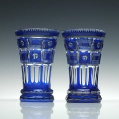 Pair of 19th Century Bohemian Blue Beakers, circa 1850
