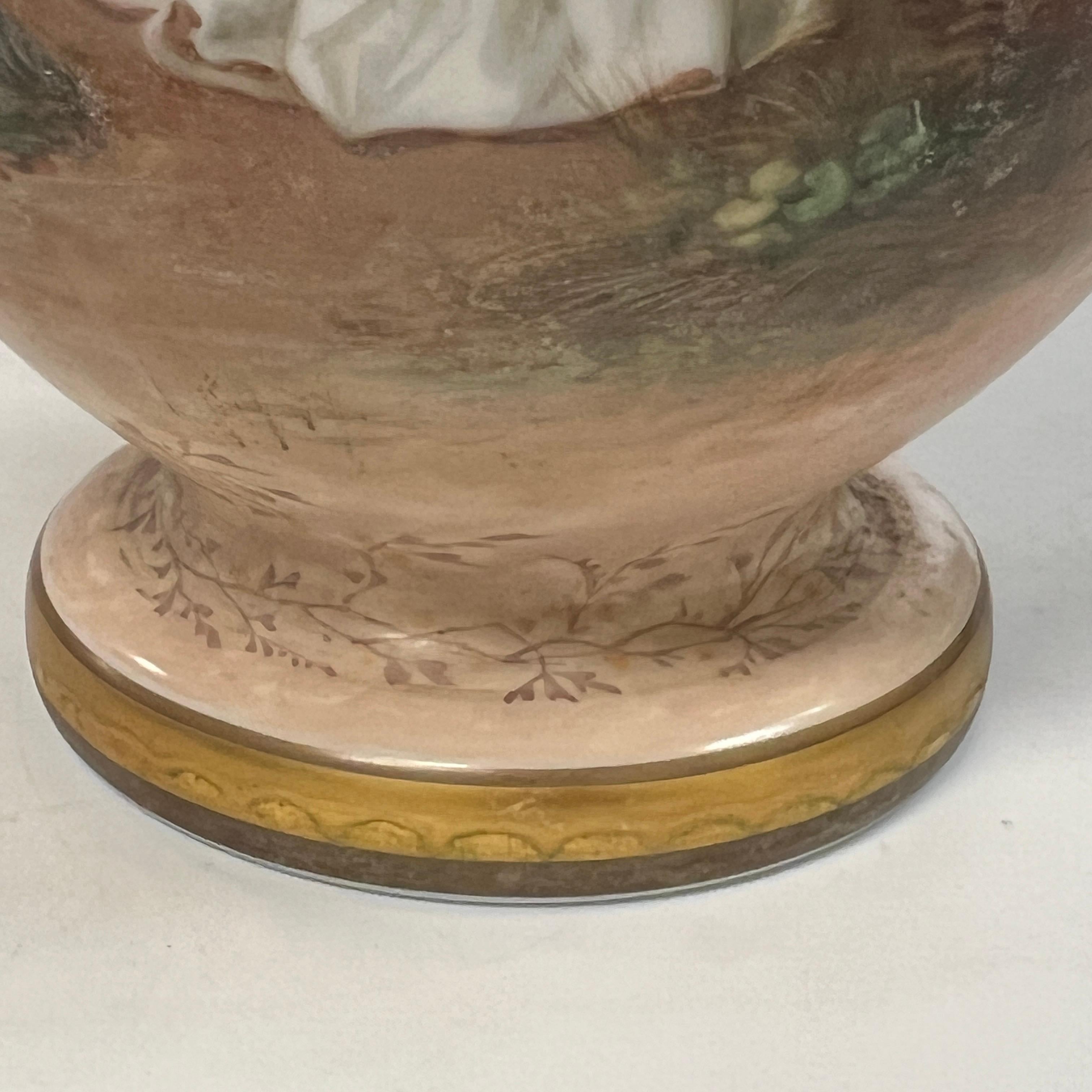 Pair 19th Century Bohemian Opaline Glass Vases Painted by Josef Ahne 9