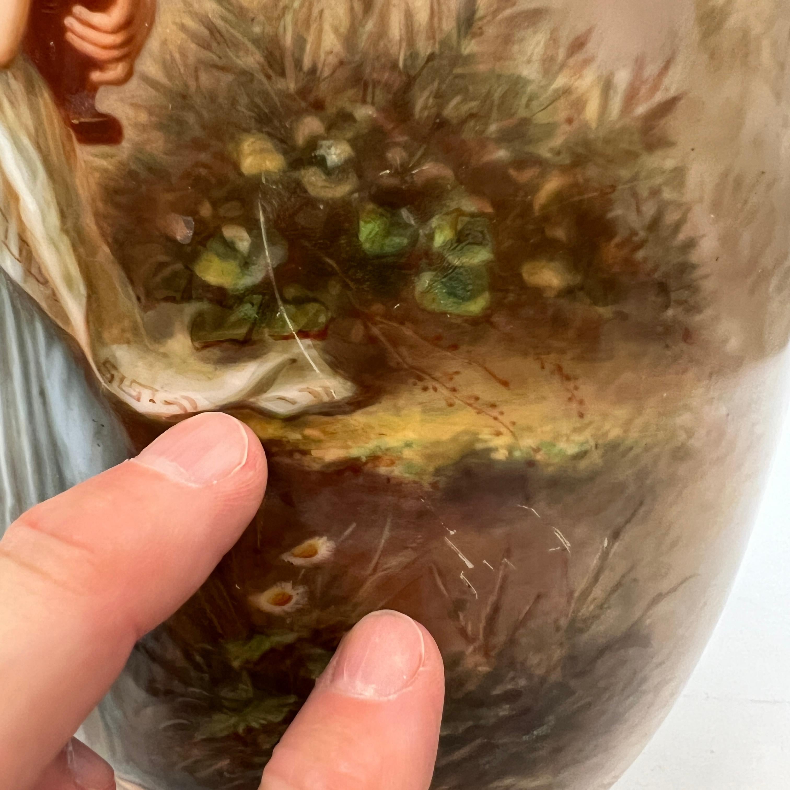 Pair 19th Century Bohemian Opaline Glass Vases Painted by Josef Ahne 12