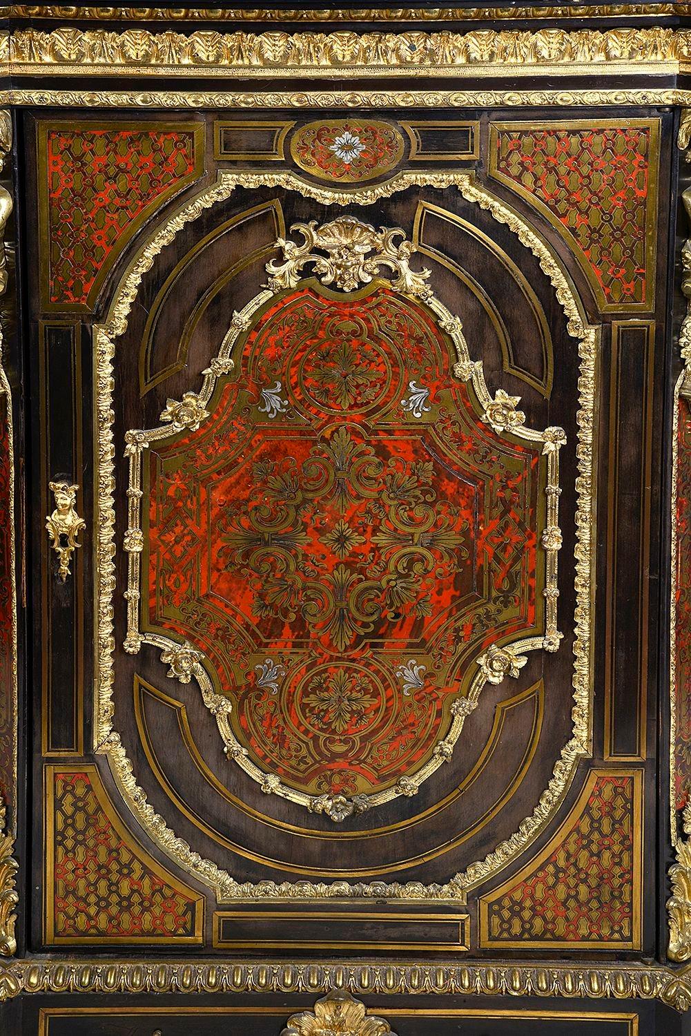 Louis XVI Pair 19th Century Boulle pier cabinets For Sale