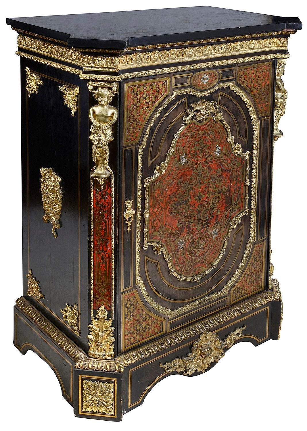 Pair 19th Century Boulle pier cabinets For Sale 1