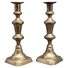 Antique Pair 19th Century brass candlesticks