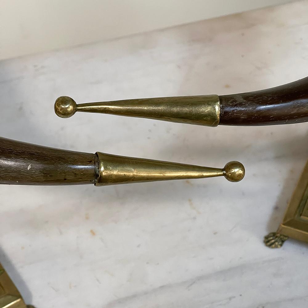 Pair 19th Century Brass & Horn Trophies For Sale 4