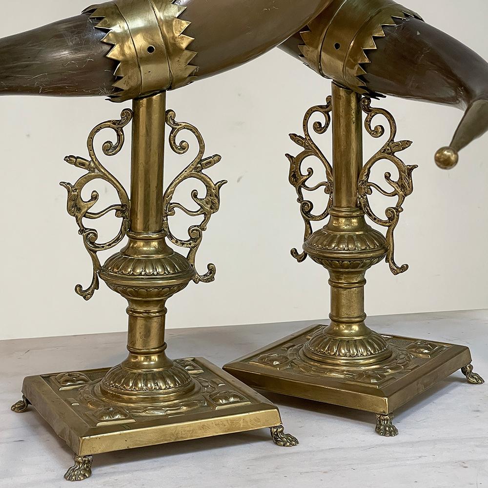 Pair 19th Century Brass & Horn Trophies For Sale 11