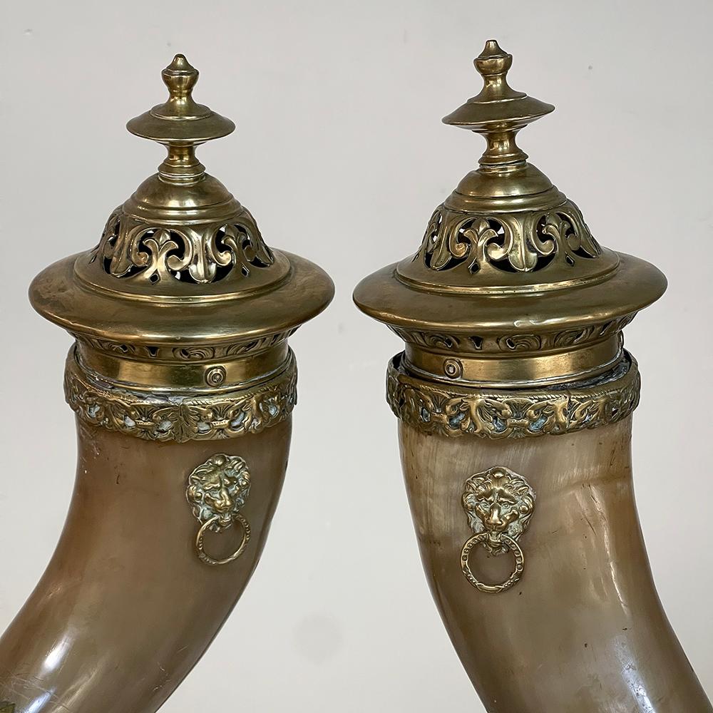 Late 19th Century Pair 19th Century Brass & Horn Trophies For Sale