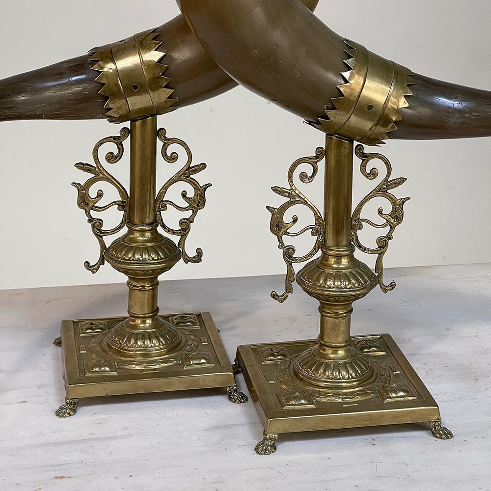 Pair 19th Century Brass & Horn Trophies For Sale 2