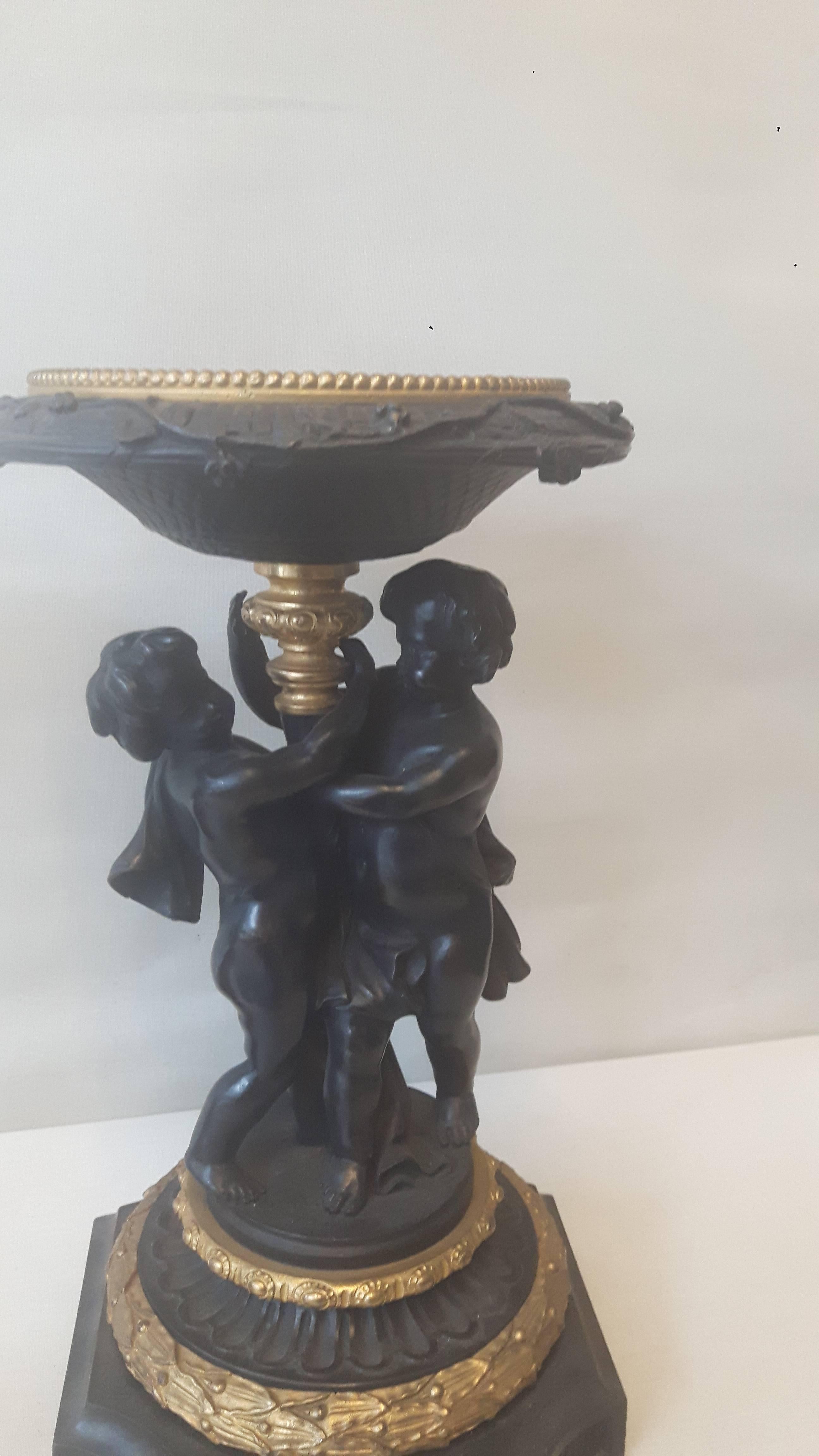Napoleon III Pair of 19th Century Bronze and Ormolu Tazzas For Sale