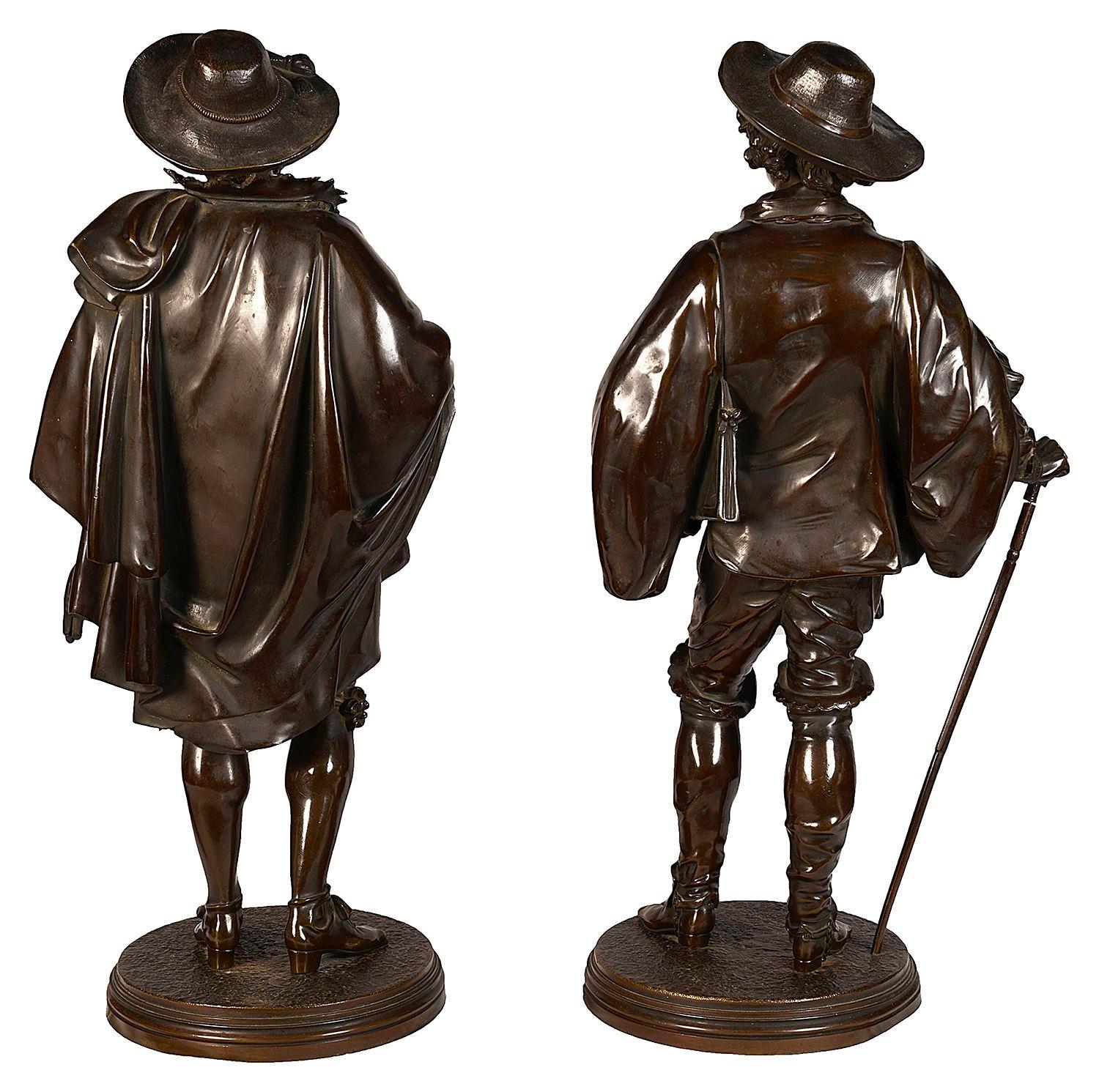 Pair 19th Century Bronze Cavaliers by Salmson. For Sale 2