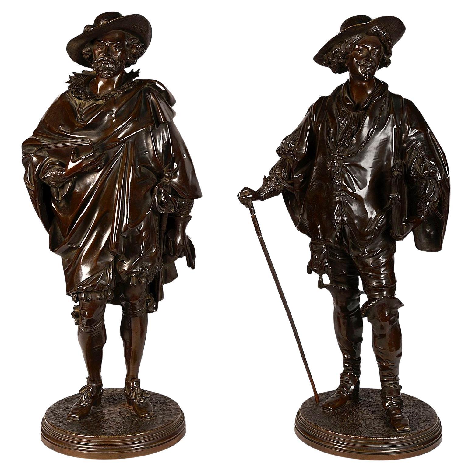 Pair 19th Century Bronze Cavaliers by Salmson. For Sale