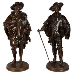 Pair 19th Century Bronze Cavaliers by Salmson.