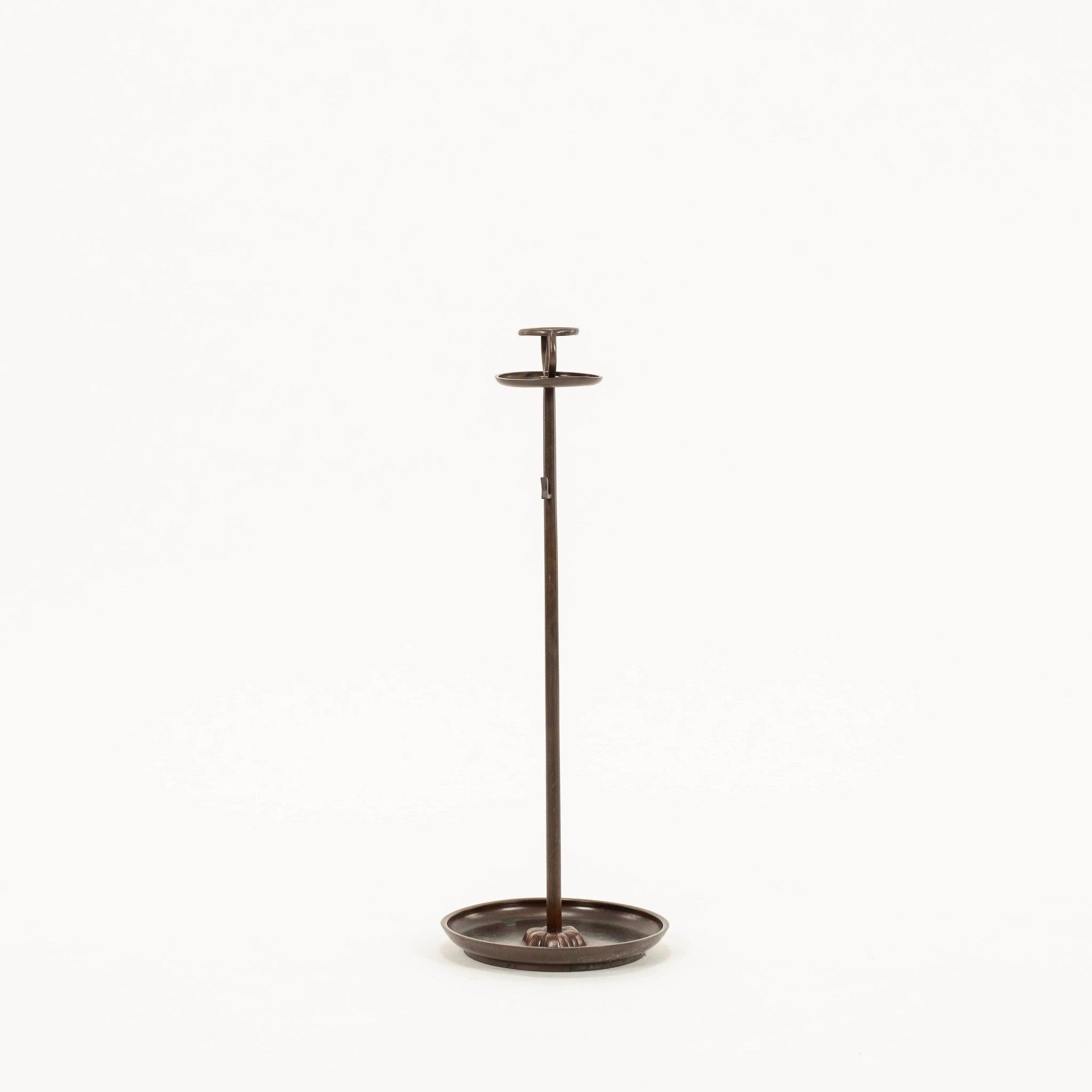 Pair 19th Century Bronze Japanese Shokudai Candle Stands In Good Condition For Sale In Houston, TX