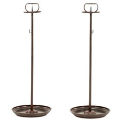 Pair 19th Century Bronze Japanese Shokudai Candle Stands